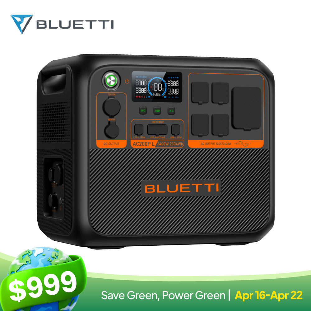 BLUETTI AC200PL 2304Wh 2400W Power Station LiFePO₄ for Backup Emergencies