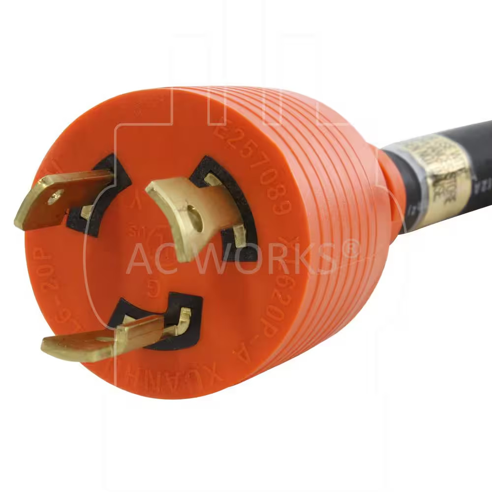 AC Connectors 25 Ft. 12/3 Heavy Duty SOOW L6-20 20 Amp 250-Volt Generator Rubber