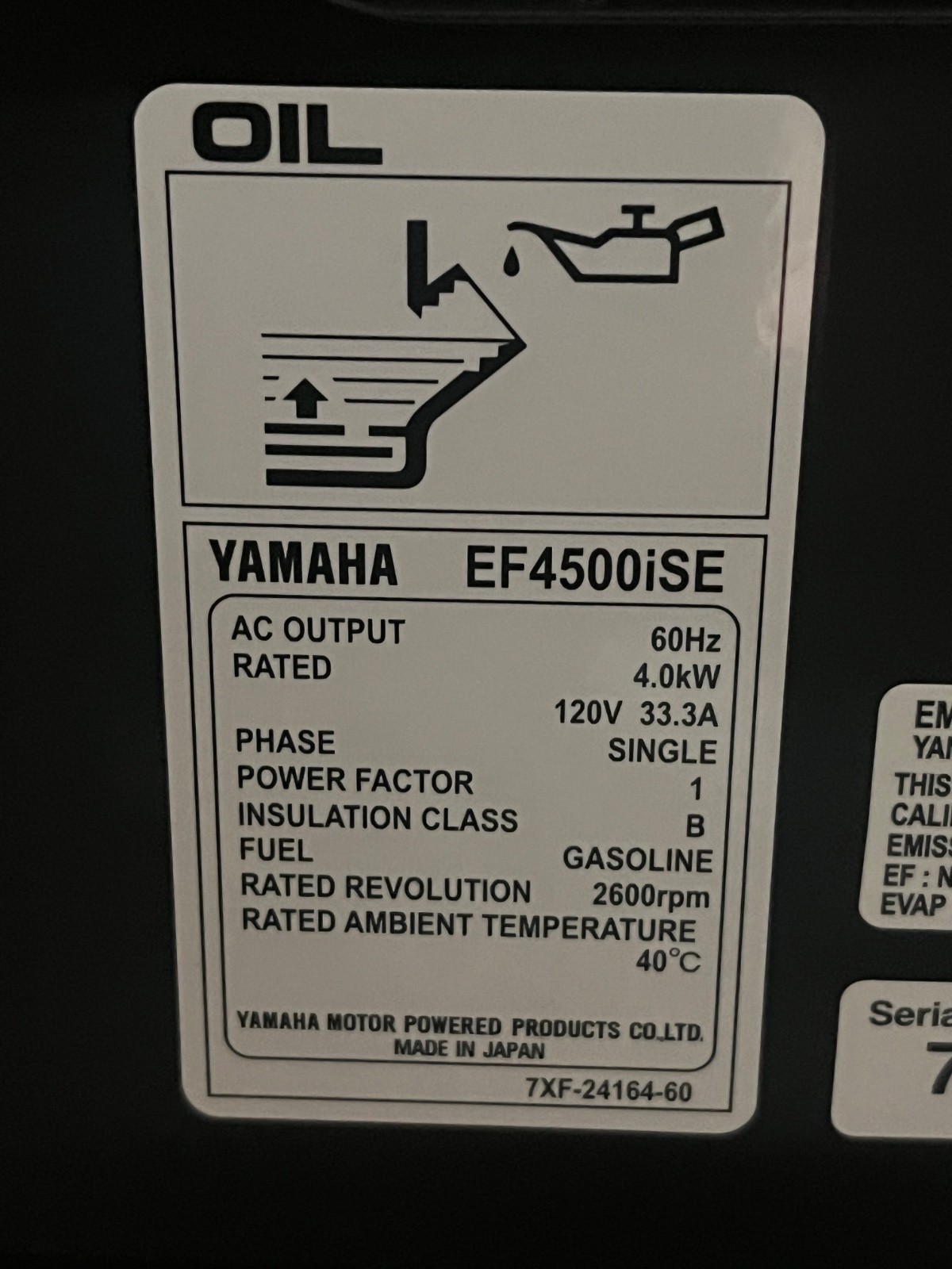 4500W Yamaha EF4500iSE Generator Demo Fuel Efficient