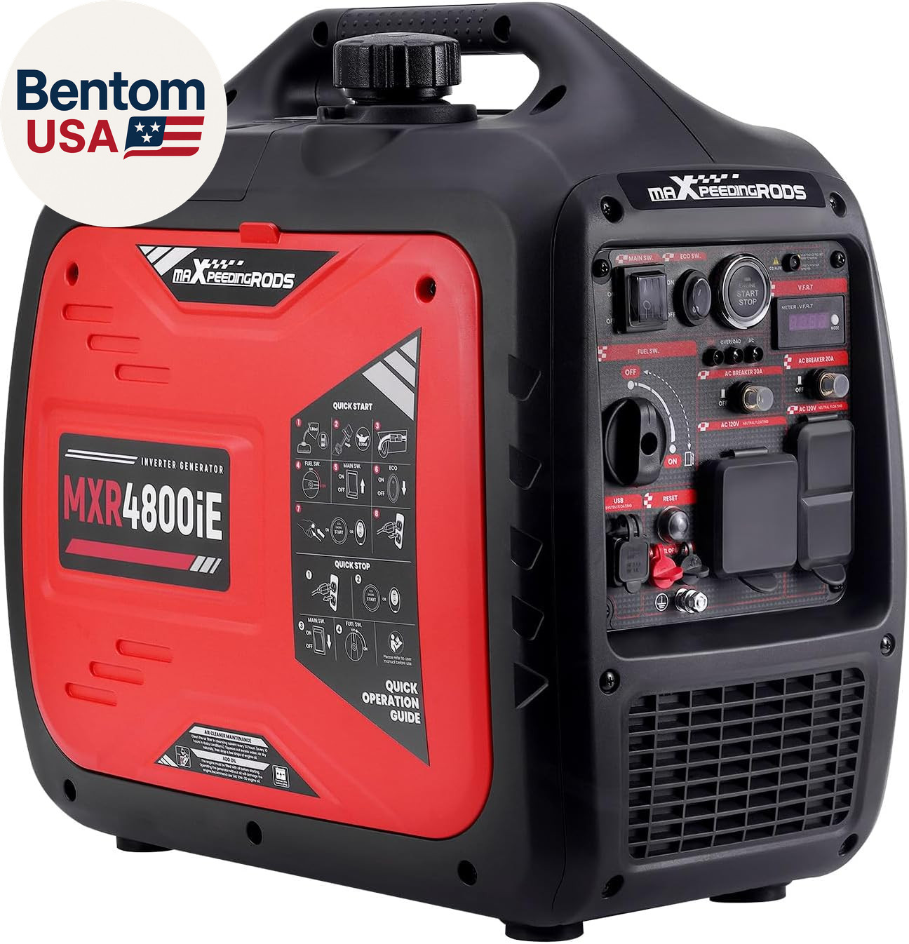 4800W Gasoline Inverter Generator, Electric Start and Remote Start, Gas Powered