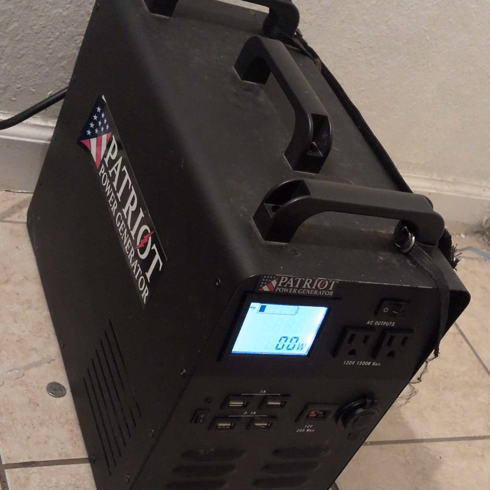 Patriot Power Generator Portable 1500W Max 120V Black AC USB 12V Outputs