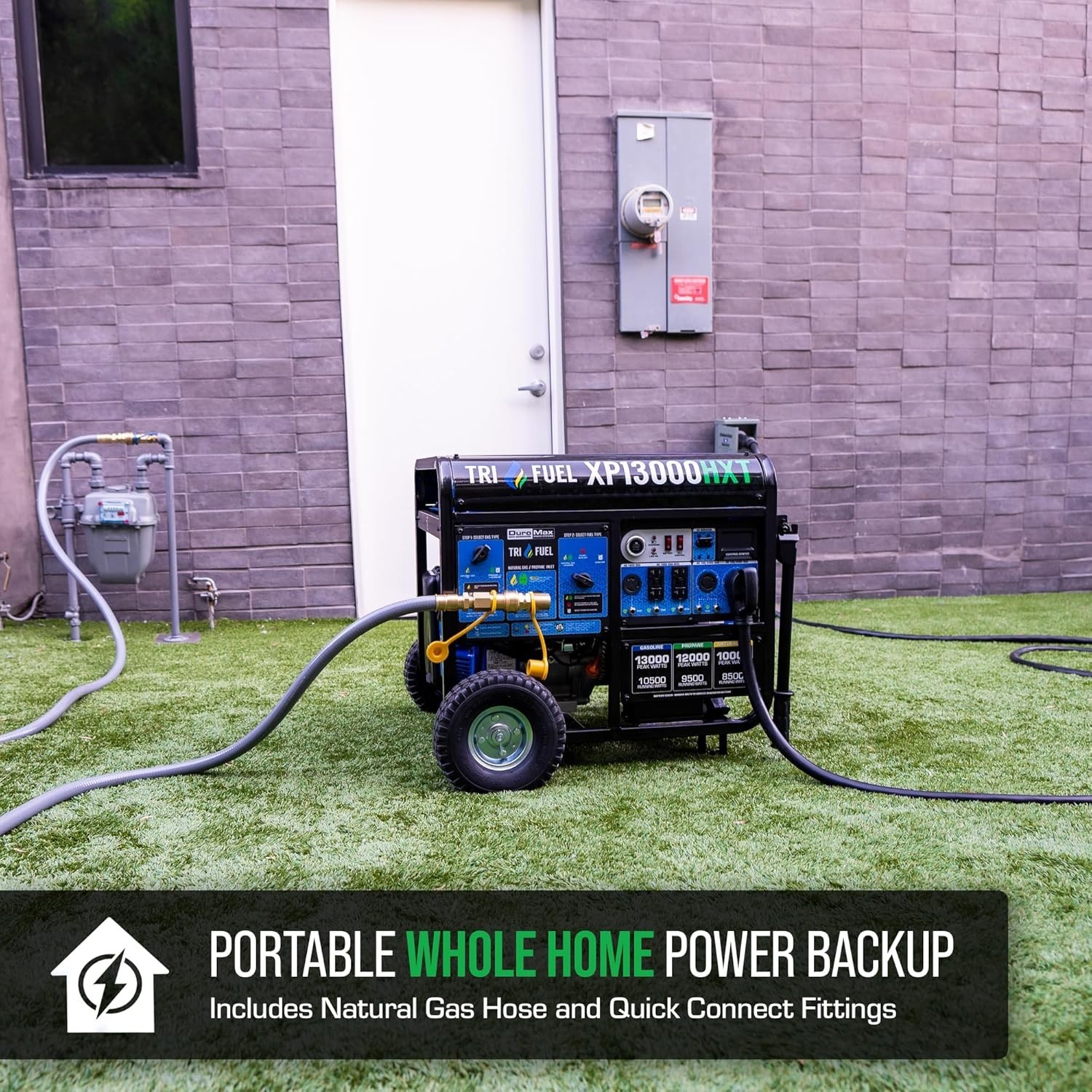 DuroMax 13,000-W Portable Hybrid Tri Fuel Generator w/ Electric Start, CO Sensor