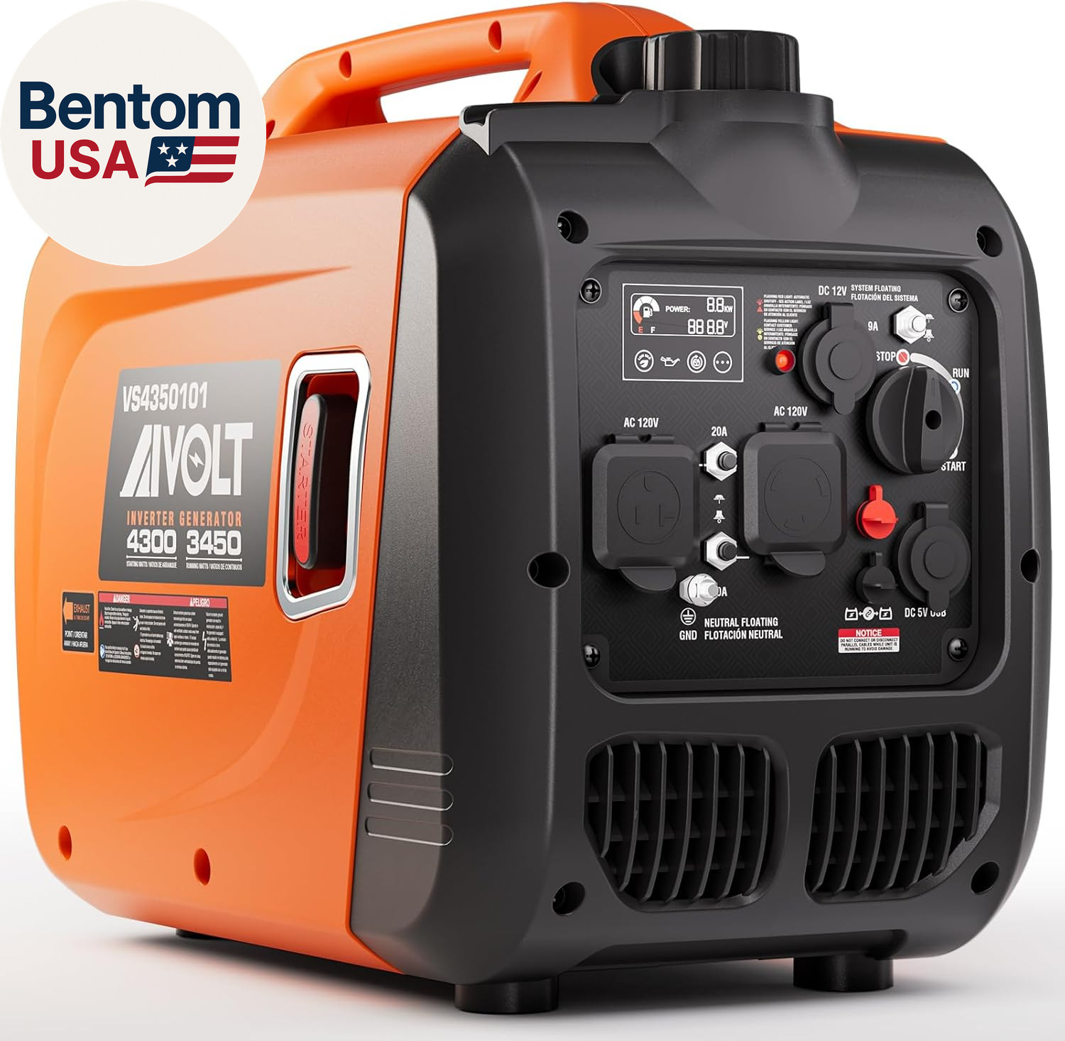 Inverter Generator 4300W Gas Powered Portable Super Quiet Outdoor Generator RV R