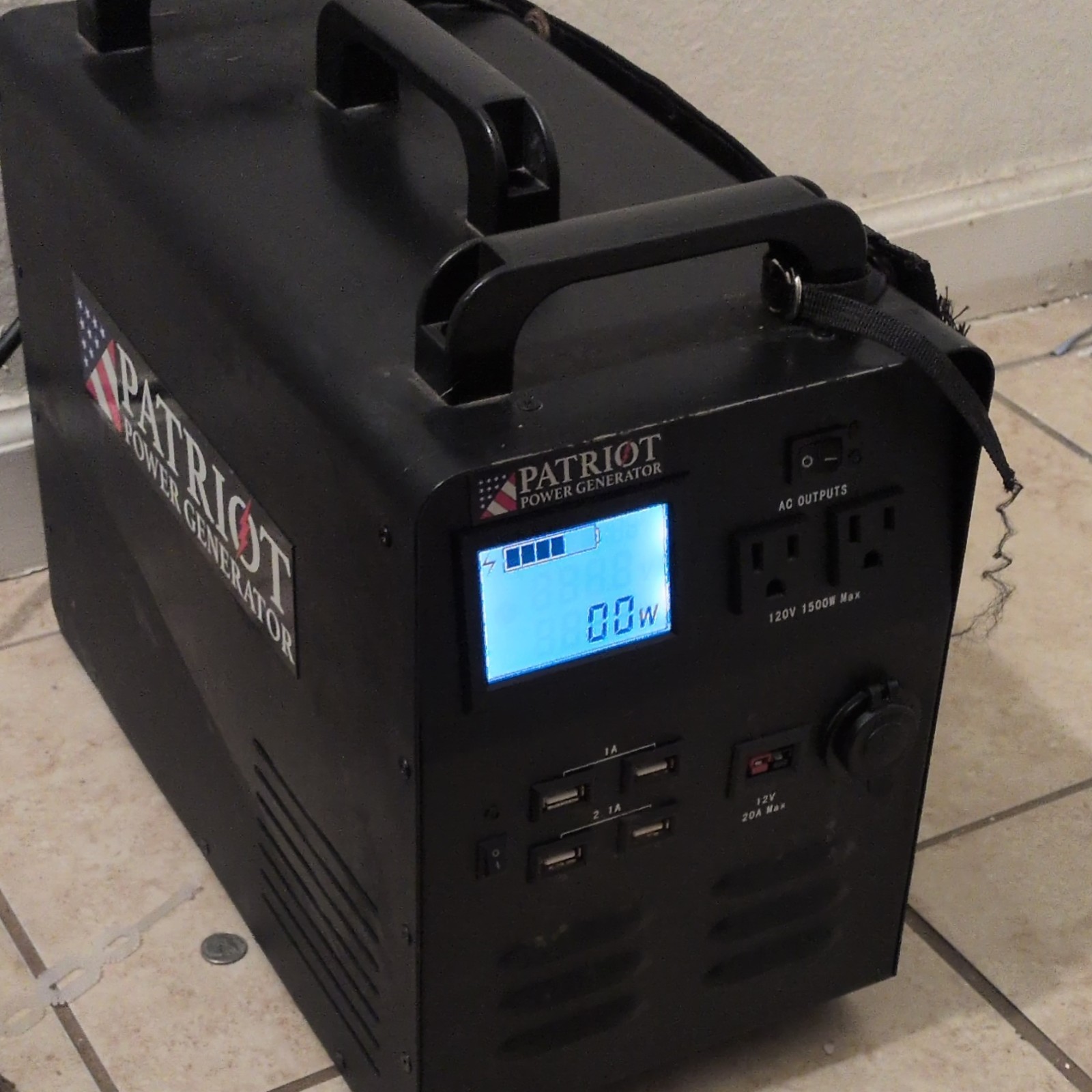 Patriot Power Generator Portable 1500W Max 120V Black AC USB 12V Outputs