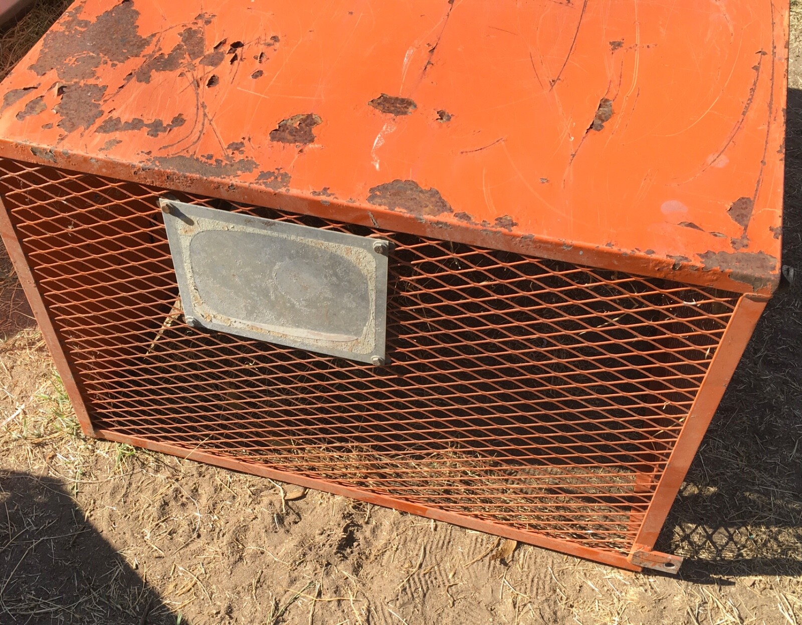 Large Generator Cage Orange Construction Commercial Work Site