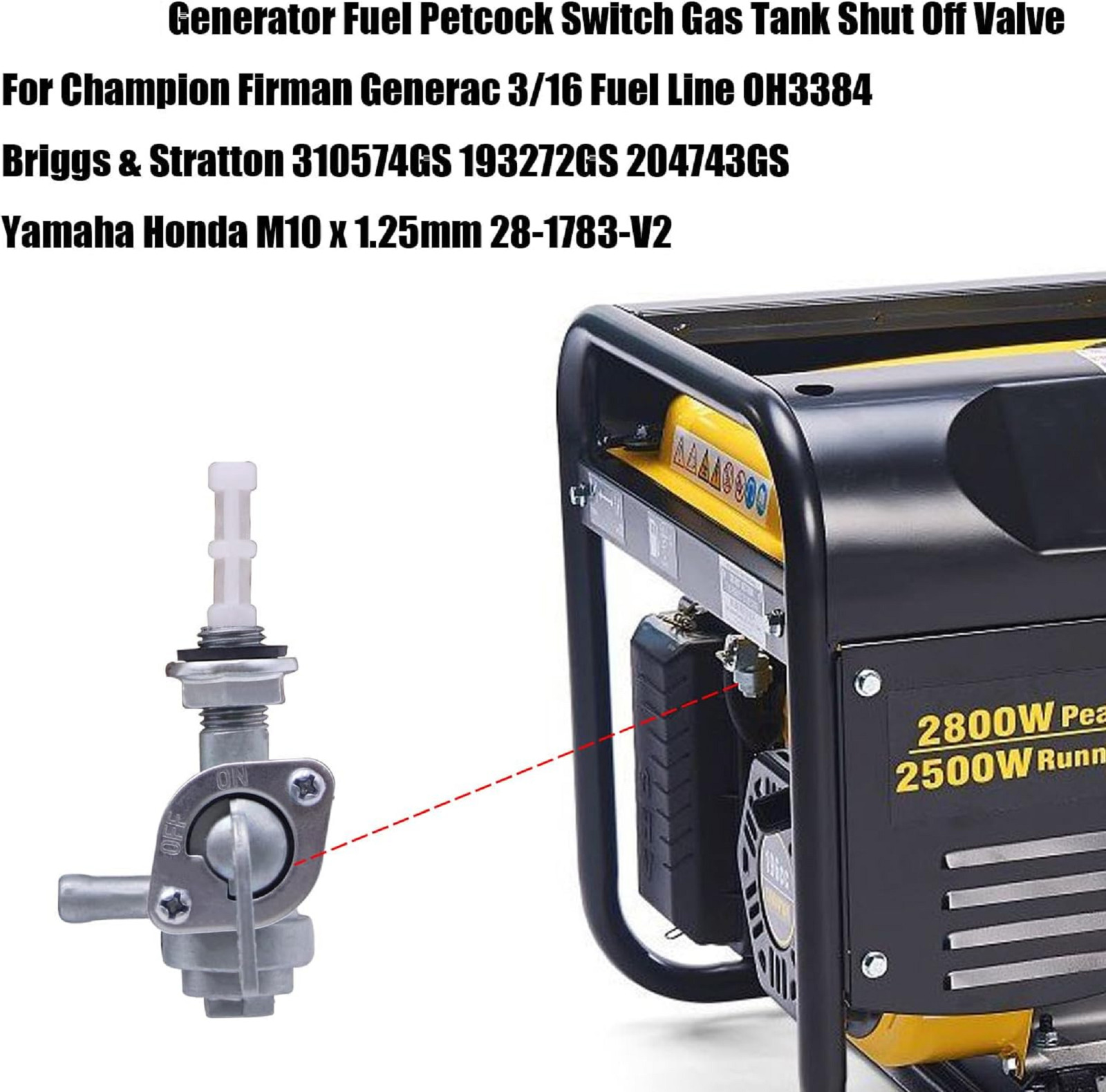 Generator Fuel Shut Off Valve M10×1.25 for Champion & Firman Gas Generators