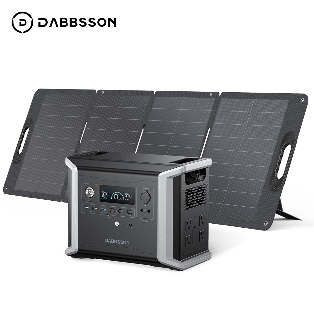 Dabbsson 1330Wh 1200W Power Station Portable w/ Folding Solar Panel 120W Outdoor