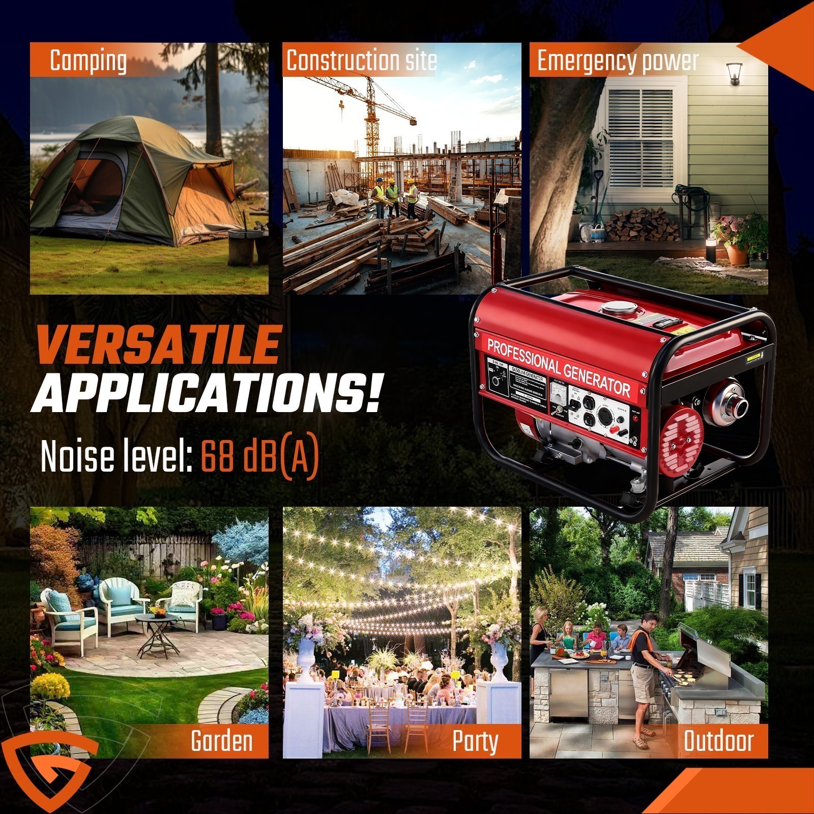 5000W Portable Inverter Generator Gas Powered Quiet for Home Backup Construction