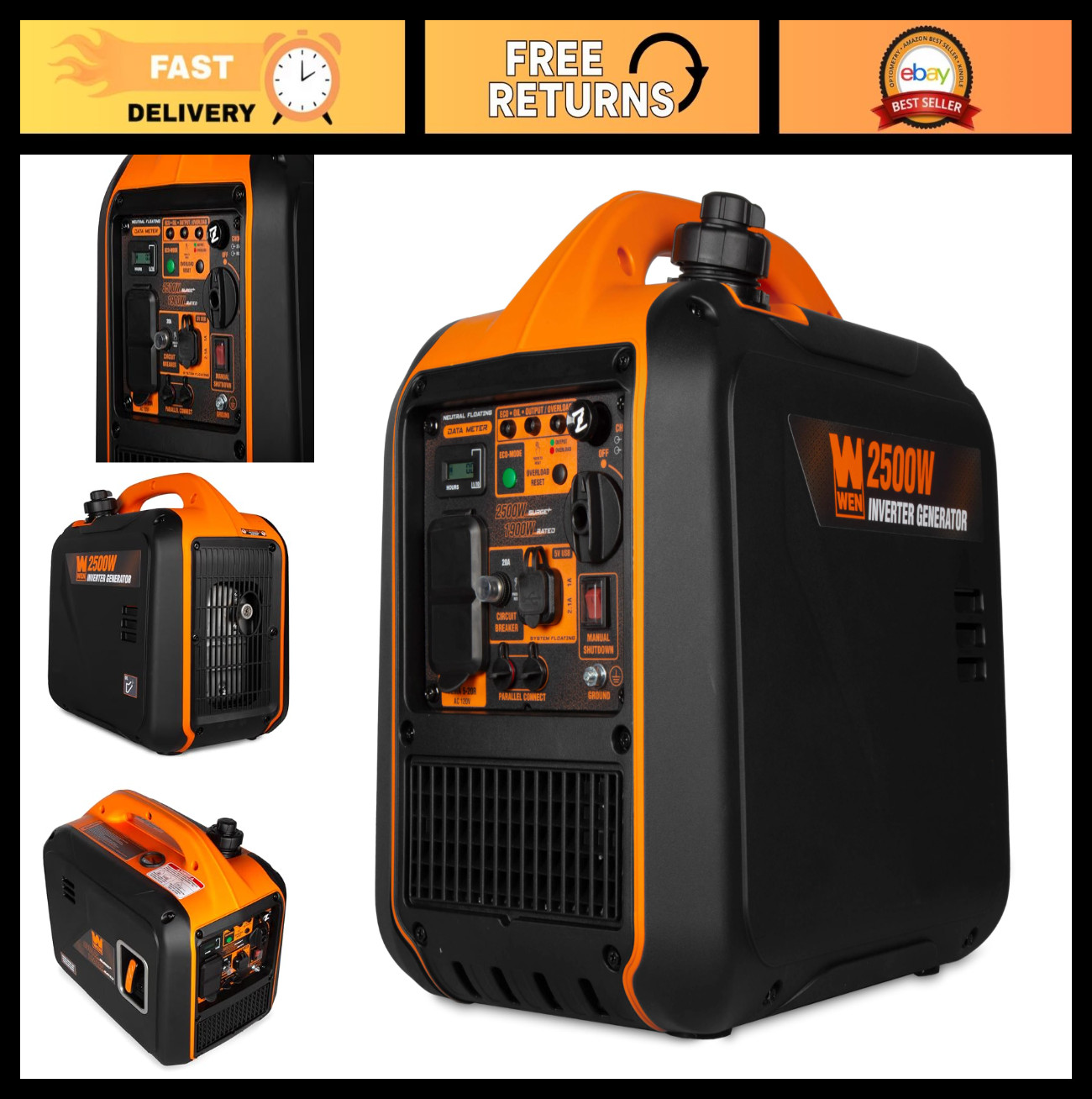 2500W Inverter Generator – Quiet, Portable & Lightweight with Fuel Shut Off