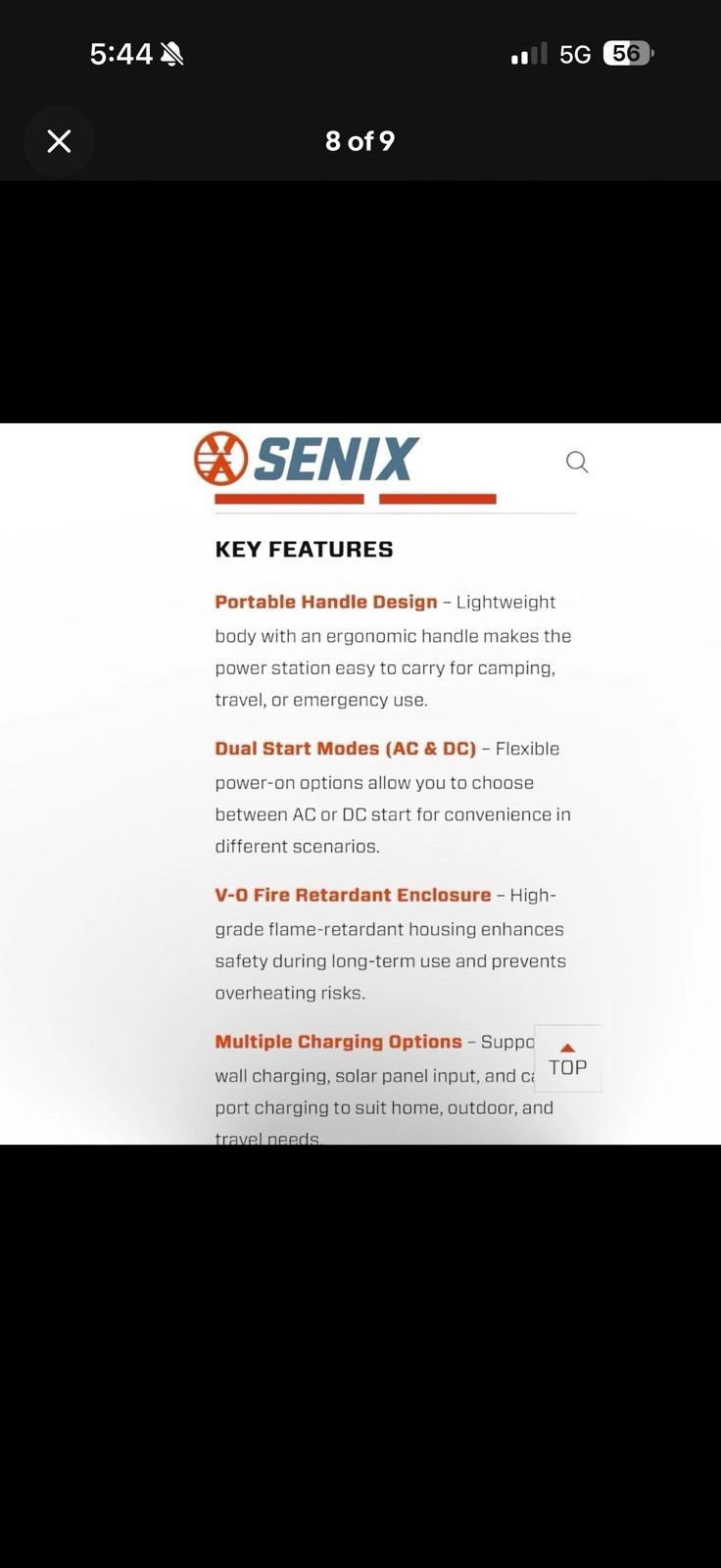 Senix PS600 600W/1200W Peak Portable Power Station 518Wh Pure Sine Wave AC/DC
