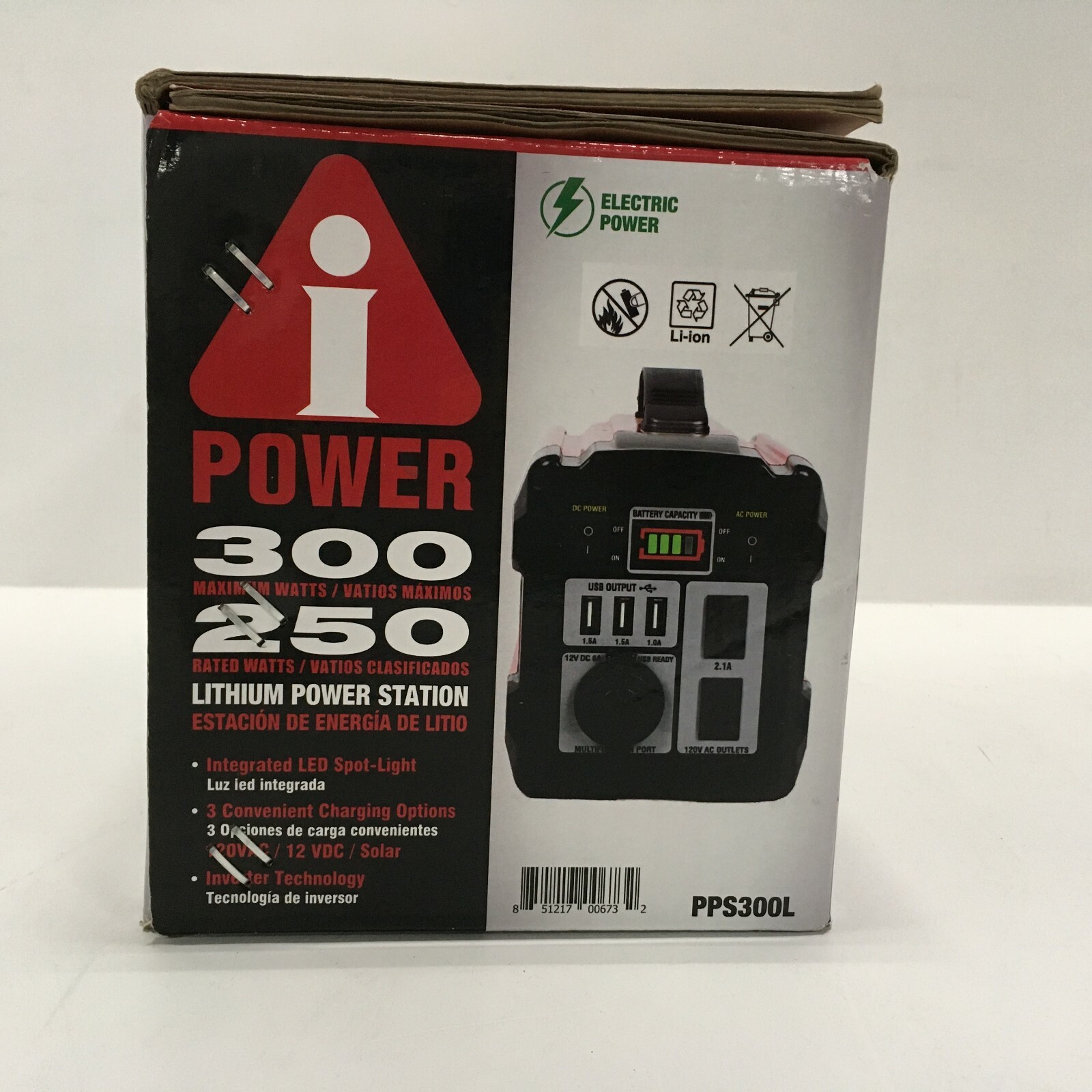A-iPower 300 Watt Lithium Power Supply, Built In Integrated LED Spotlight