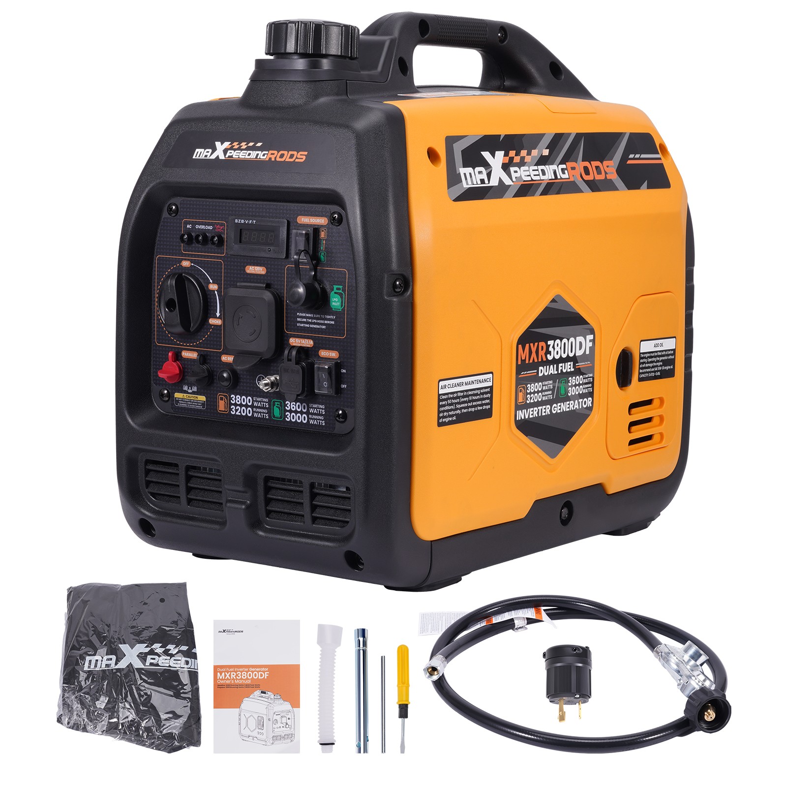 3.8KW Dual Fuel Inverter Generator Low Oil Alert Overload Protection Home Backup