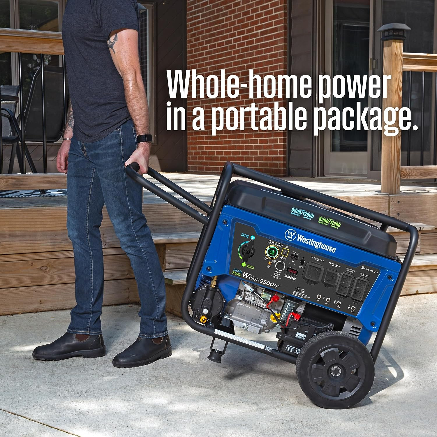 Dual Fuel Home Backup Portable Generator Remote Electric Start Gas Propane 12500