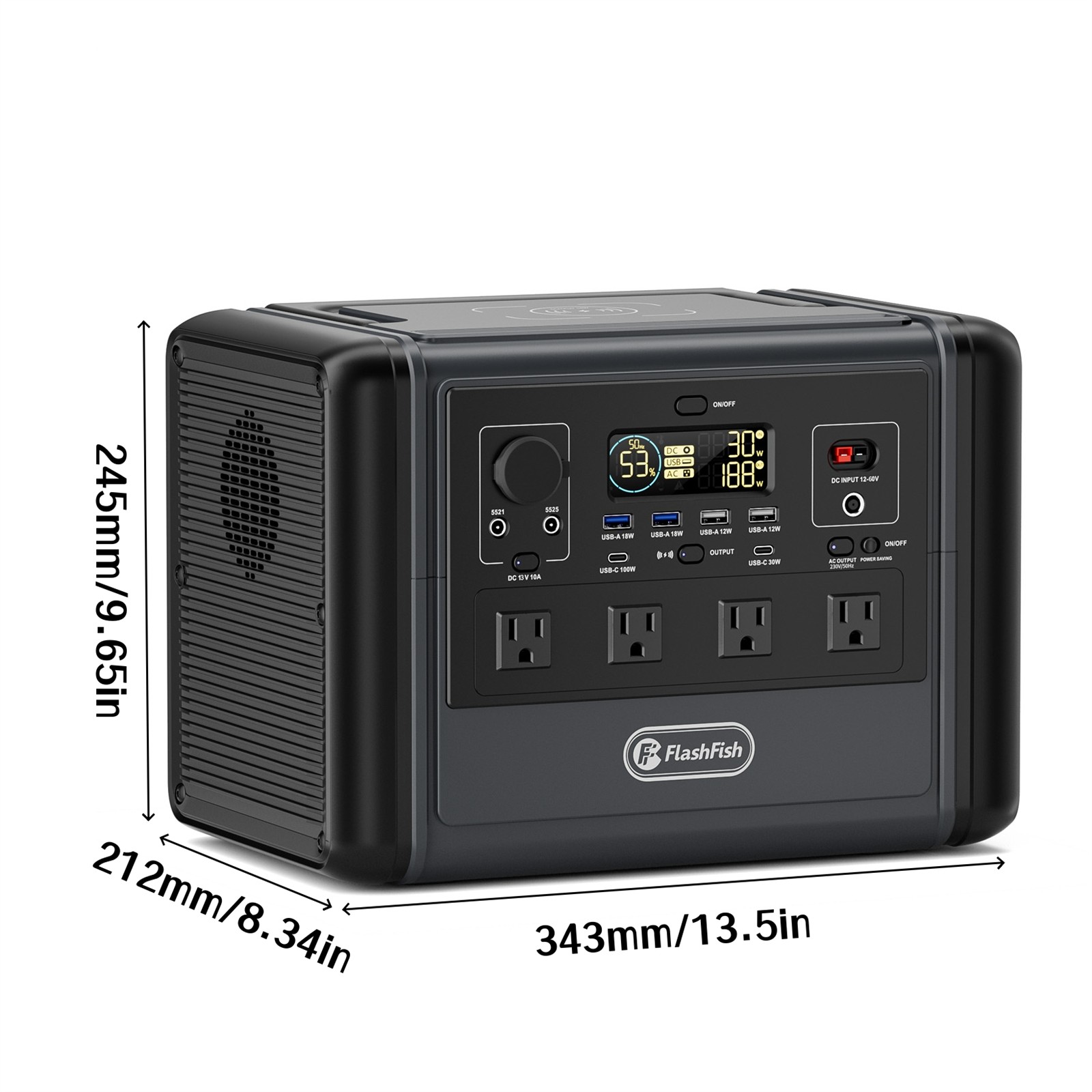 Flashfish T1200S 768Wh 1200W Portable Power Station LiFePO4 Generator