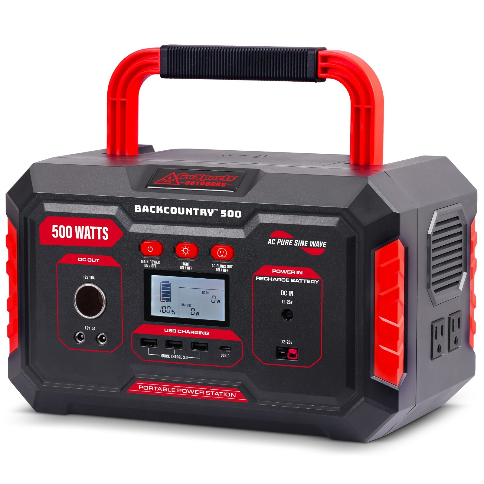 GoSports Outdoors Backcountry 500W Portable Power Station – 110V/500W