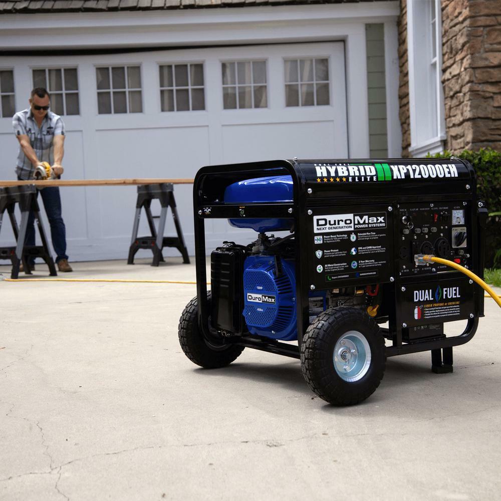 DuroMax 12,000-W Portable Hybrid Dual Fuel Gas Powered Electric Start Generator