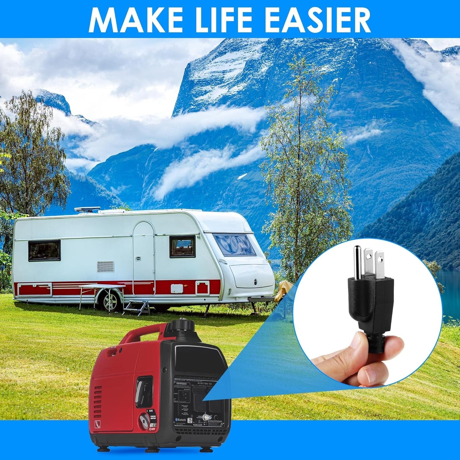 Easy-to-Use Neutral Bonding Plug for Portable Inverter Generators—Black 1 Pack