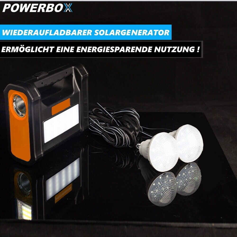 POWERBOX solar power station solar generator camping power bank with LED lights