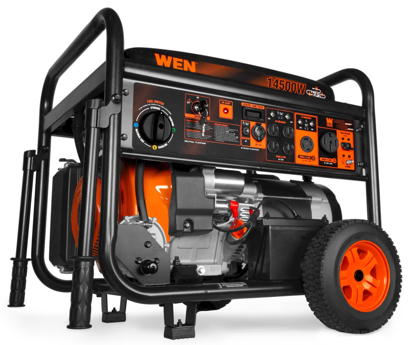 WEN 14500 Watt 120V/240V Tri Fuel Generator Transfer Switch Ready with Electric