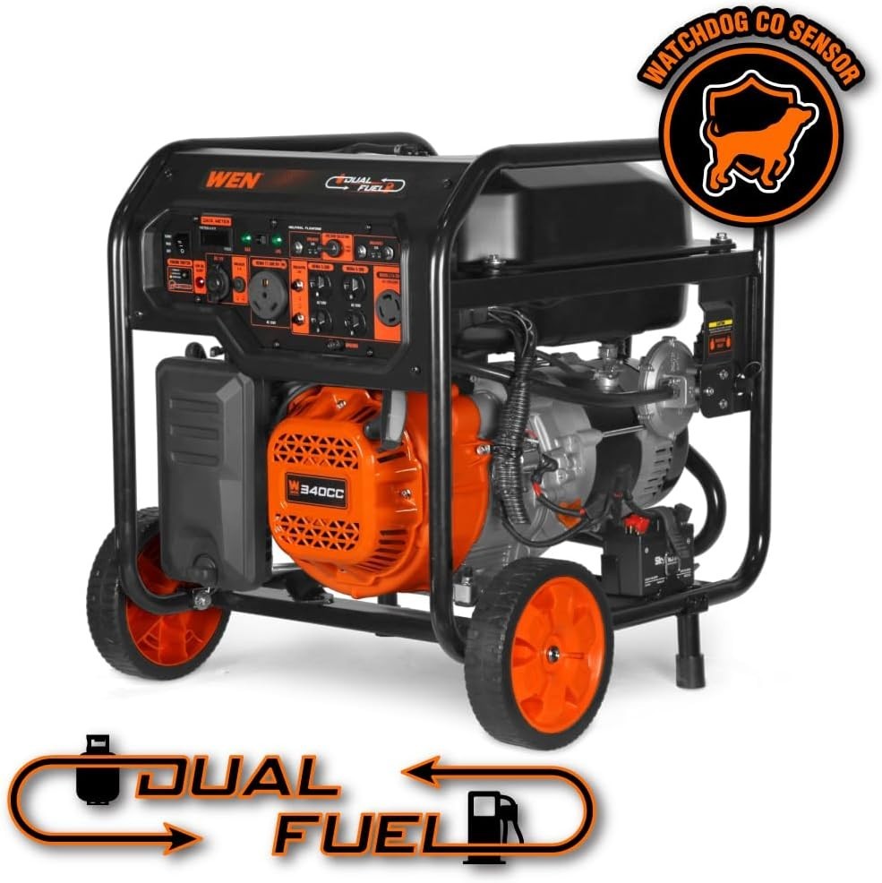 WEN DF8000X 8000W 120V/240V Dual Fuel Portable Generator, Electric Start, 340cc