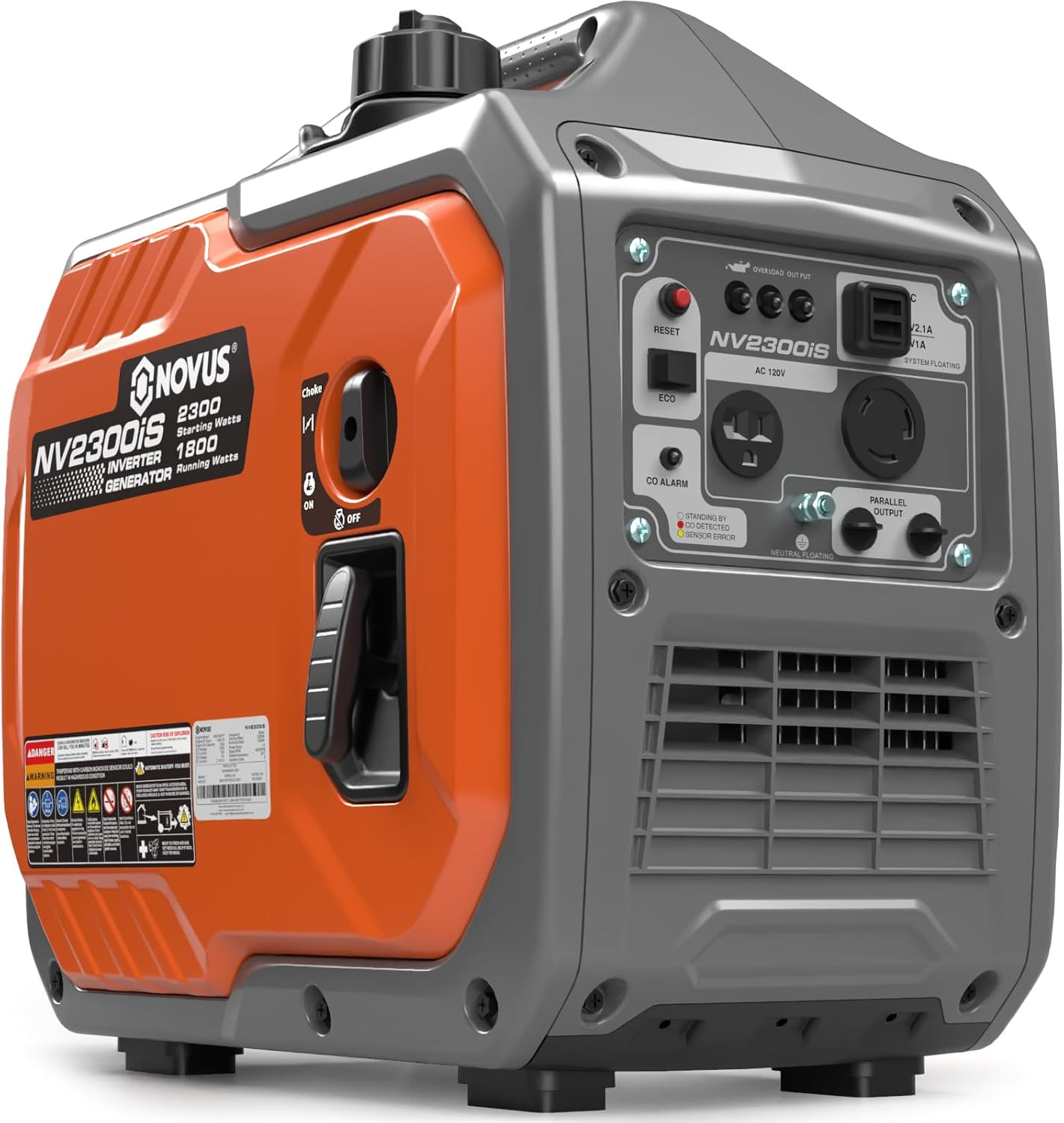 NOVUS 2300-Watt Portable Inverter Generator with CO Sensor, Gas Powered, RV Read