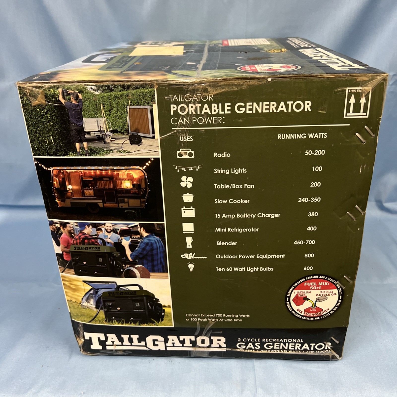 Tailgator 63024 Portable 2 Cycle Gas Engine Generator 1.1 gal Tank Green/Black