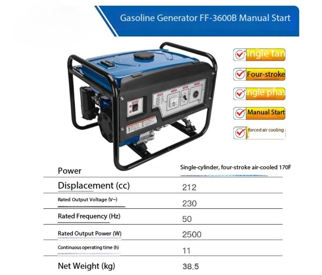 AC220V 2800W Small Household Petrol Generator for Emergency Power Generation