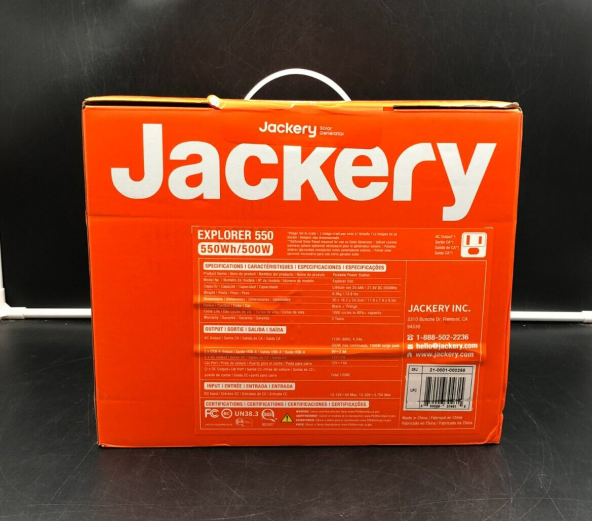 Jackery Explorer 550 Portable Power Station – 550Wh/500W Solar Generator – NEW