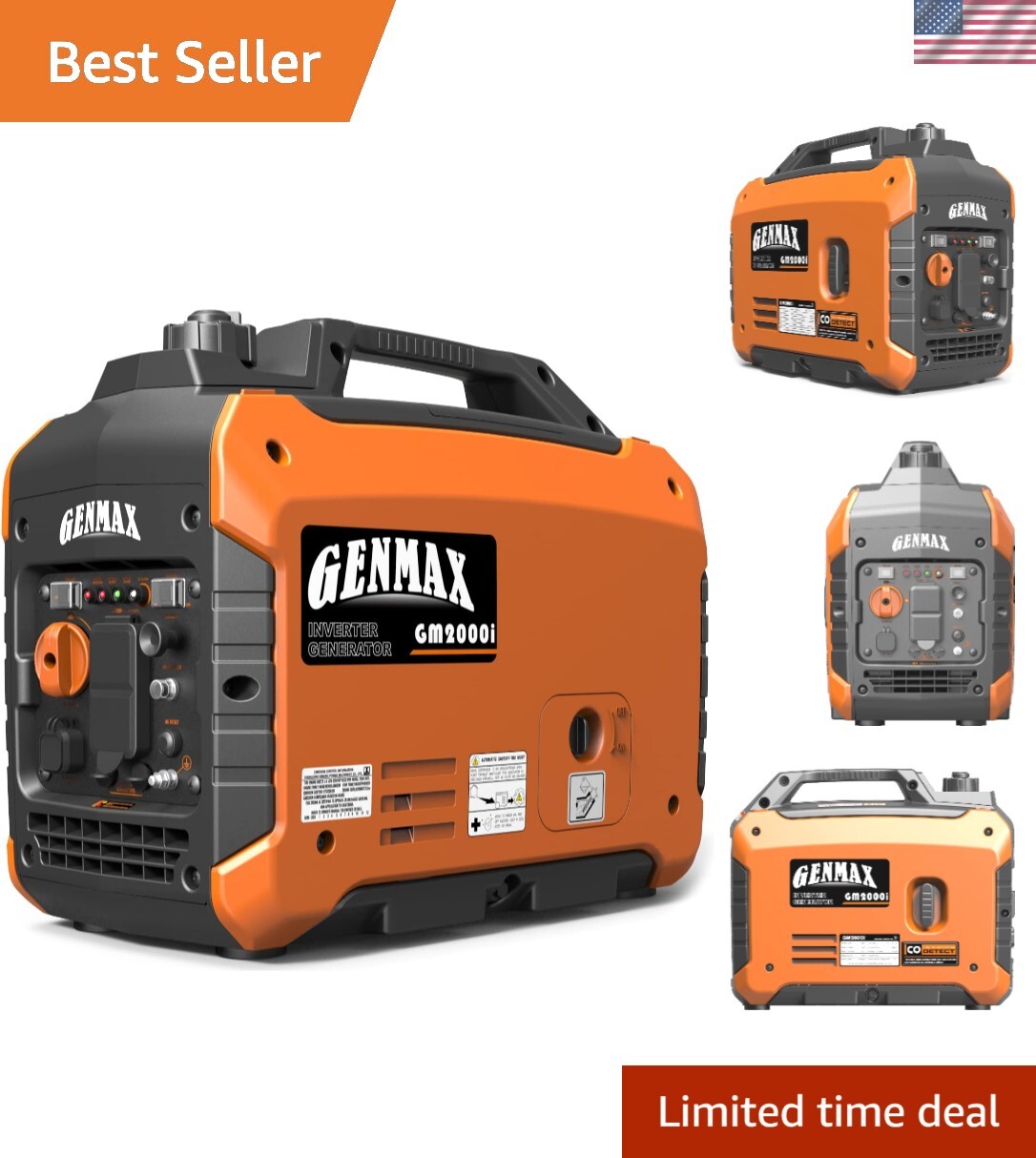 Lightweight 34 lbs Gas Generator with CO Safety Features for Home and Camping
