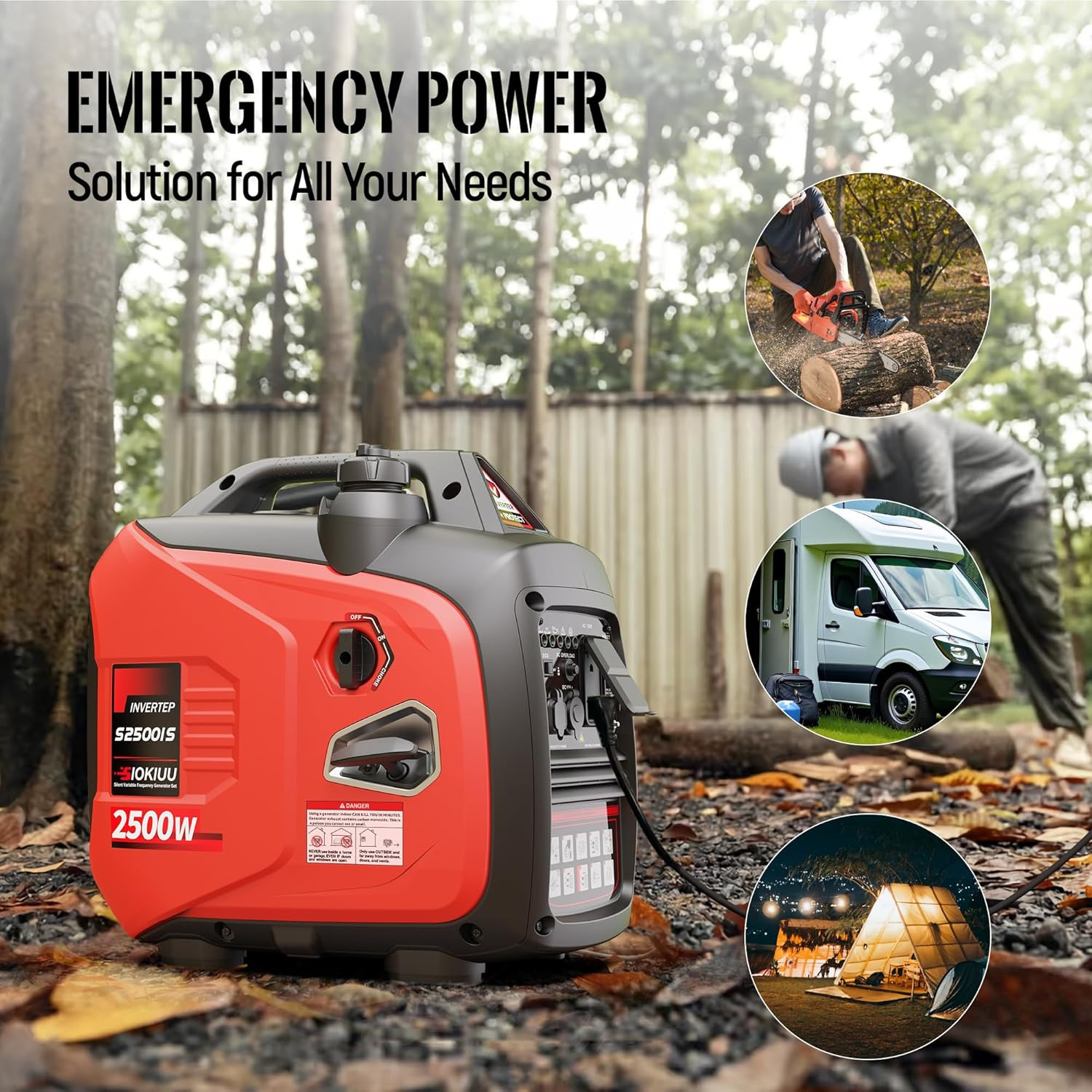 2500W Portable Inverter Generator Super Quiet Ultra Lightweight Home Backup 80CC