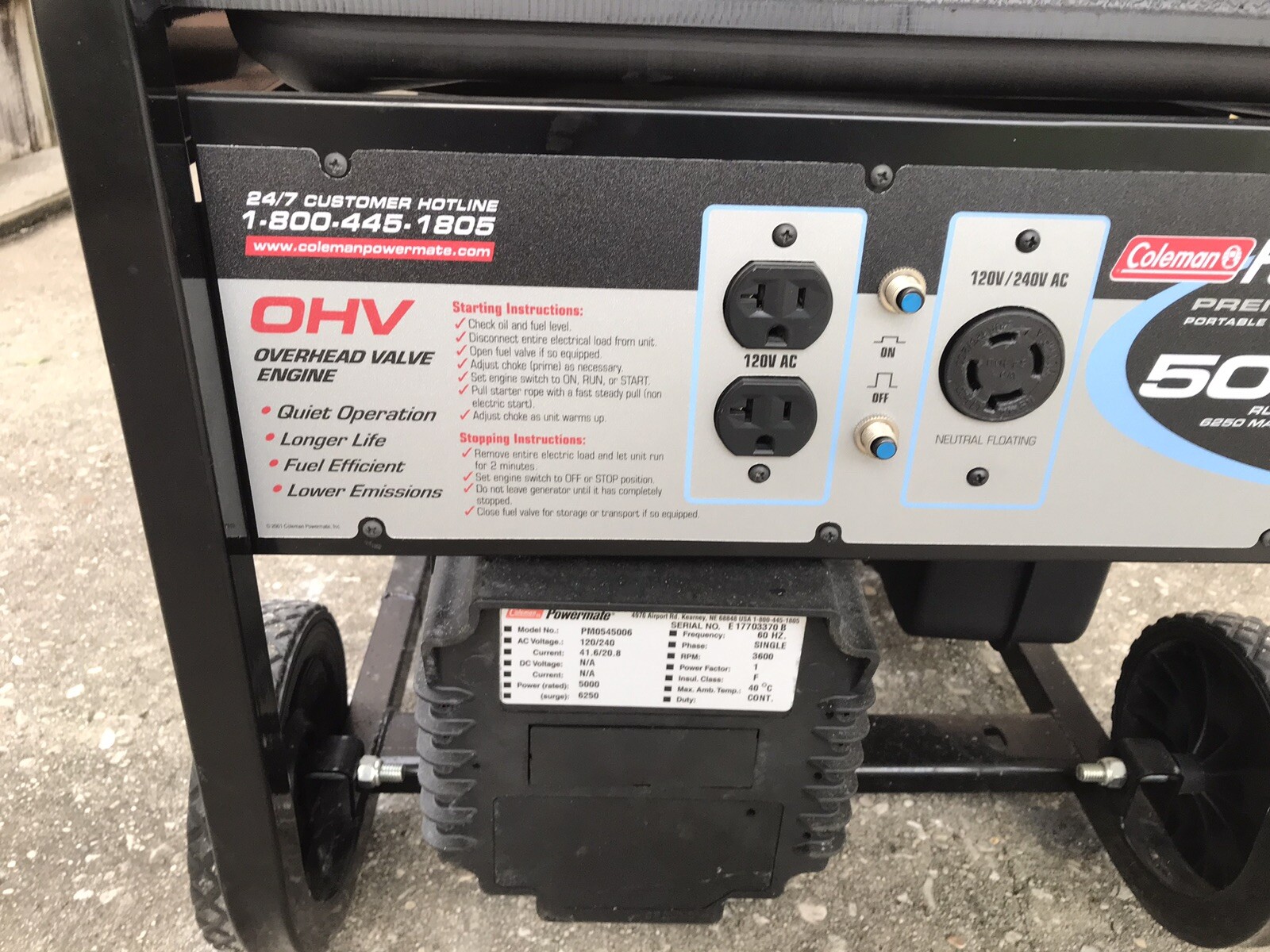 Coleman Powermate Premium Plus 5000 Gas Generator -Cash Only – *Local Pickup”