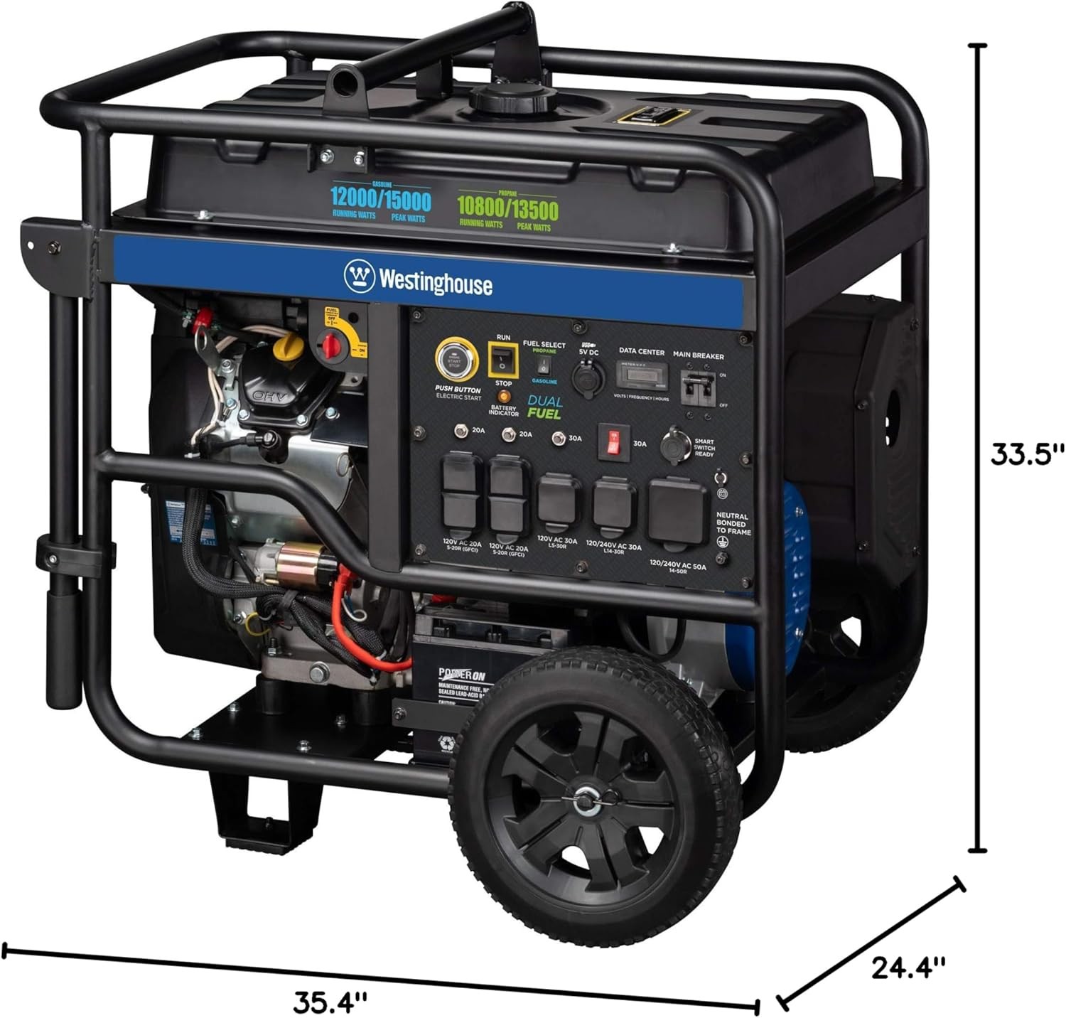Westinghouse 18,000-W Portable Hybrid Dual Fuel Gas Generator with Remote Start