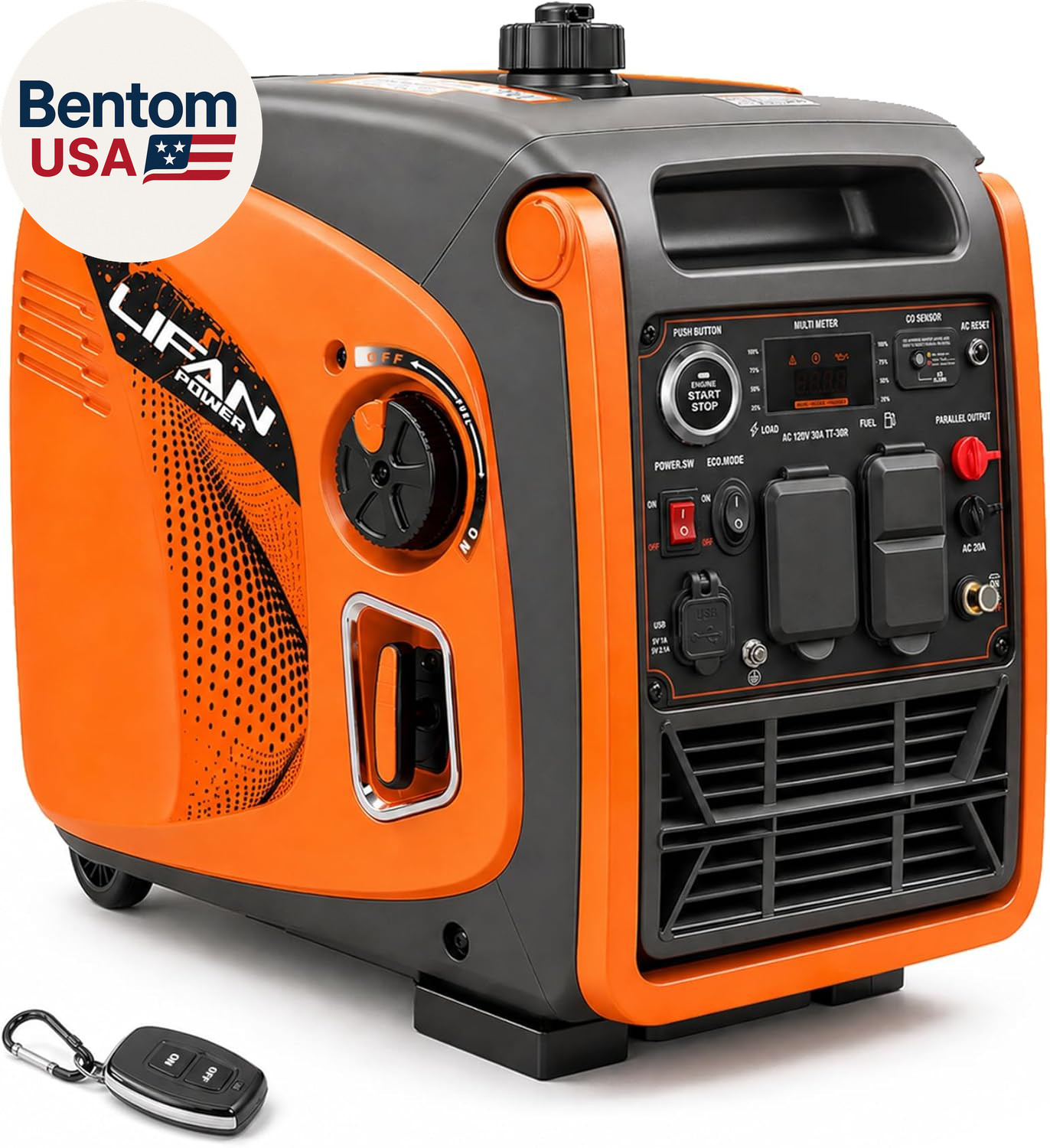 4800W Portable Inverter Generator with Remote Electric Start, Super Quiet Gas Po