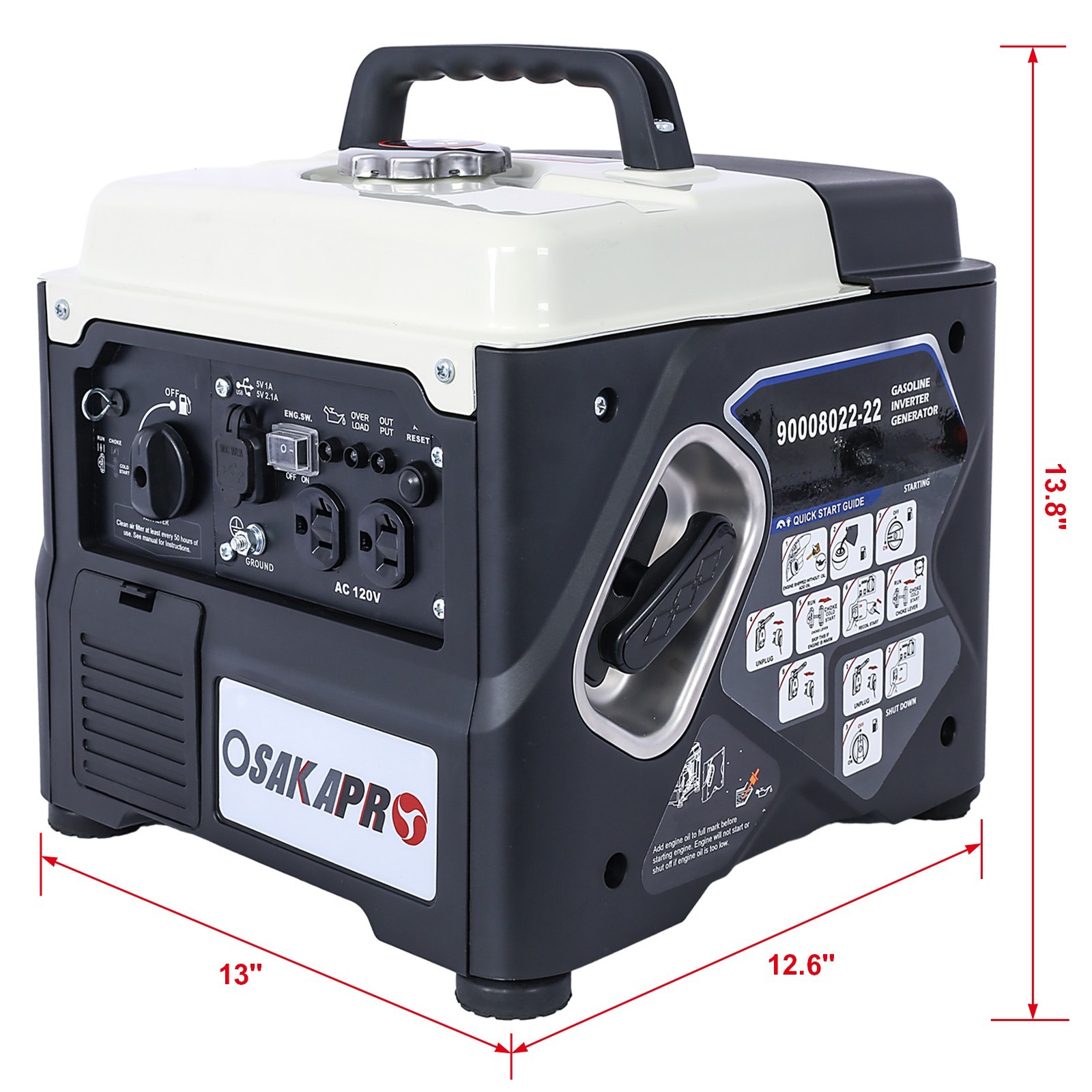 Portable Inverter Generator 1200W ultra-quiet gas engine EPA Compliant Eco-Mode