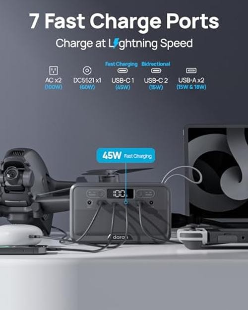 R100(2025 New) Portable Power Station 89.6Wh 100W(200W Peak) Power Bank with