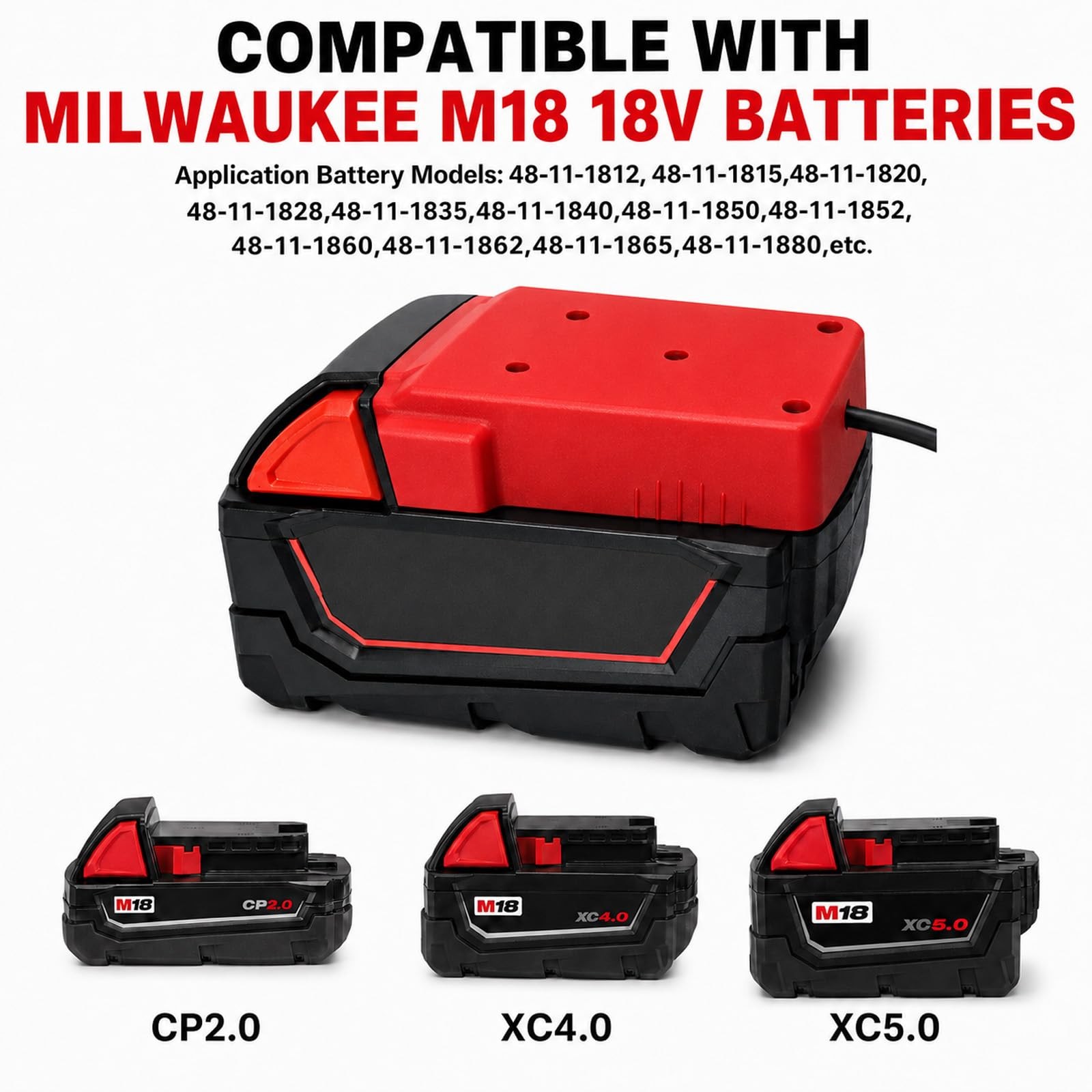 Starlink Mini Battery Adapter Compatible with Milwaukee M18 Batteries Red