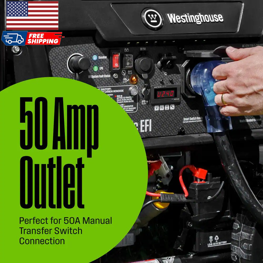 Westinghouse 12,500/9,500-Watt Dual Fuel Gas and Propane Powered EFI Portable US