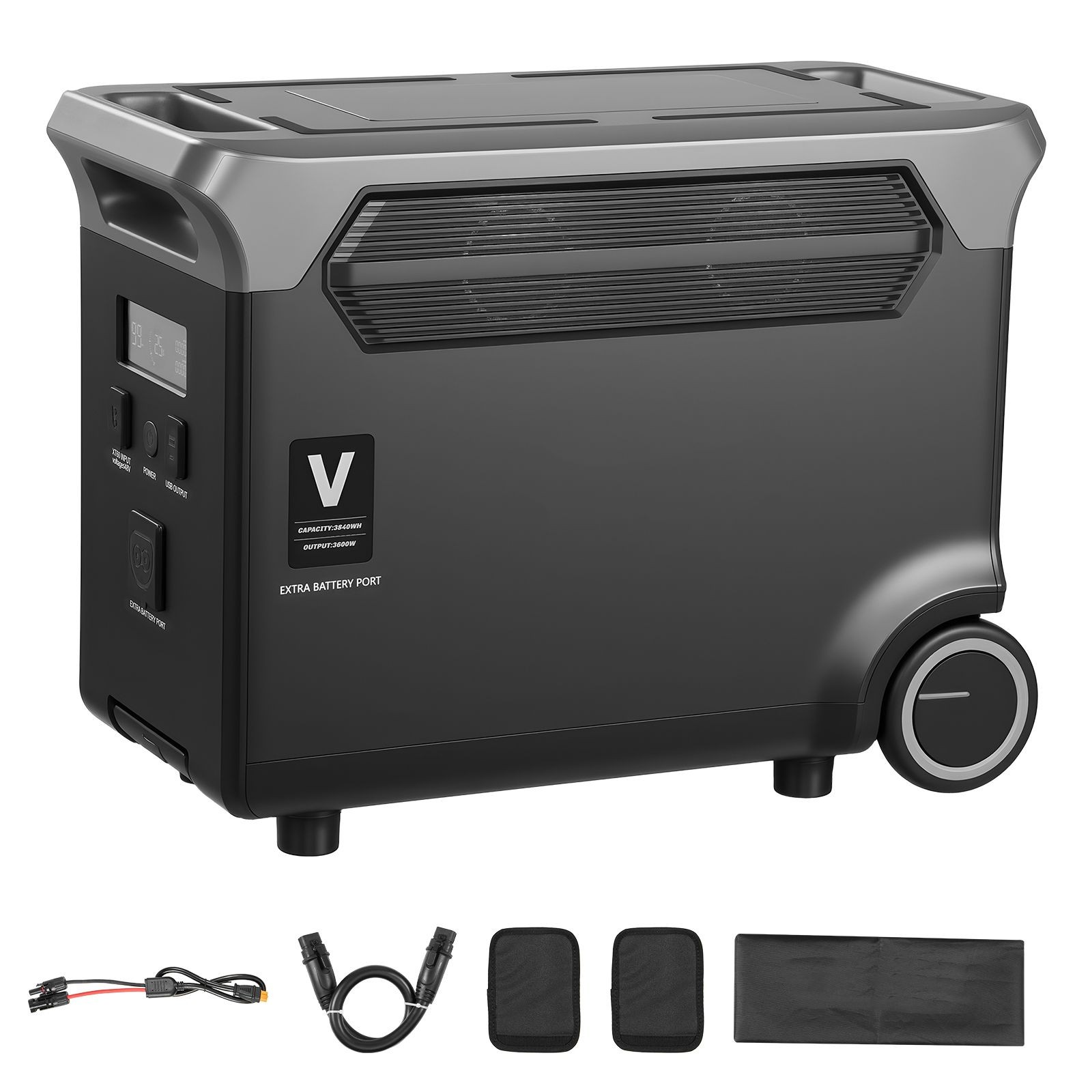 3840Wh LiFePO4 Expansion Battery with 3 Output Ports for Home, Camping, RV