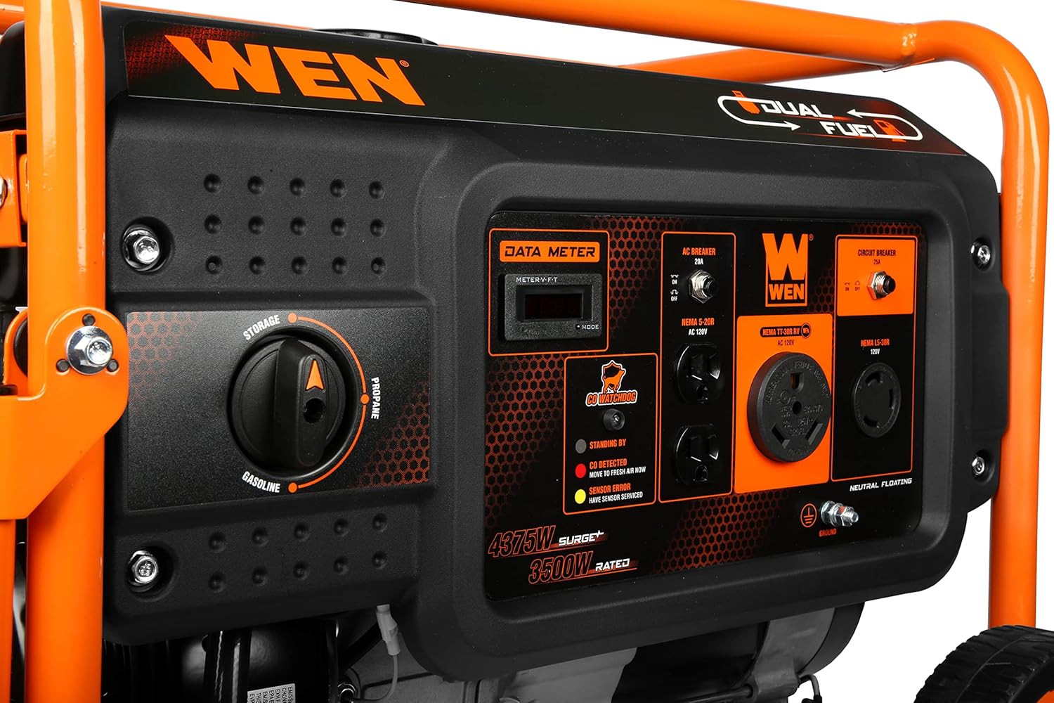 WEN DF430X 4375-Watt Dual Fuel Portable Generator with Wheel Kit and CO Shutdown