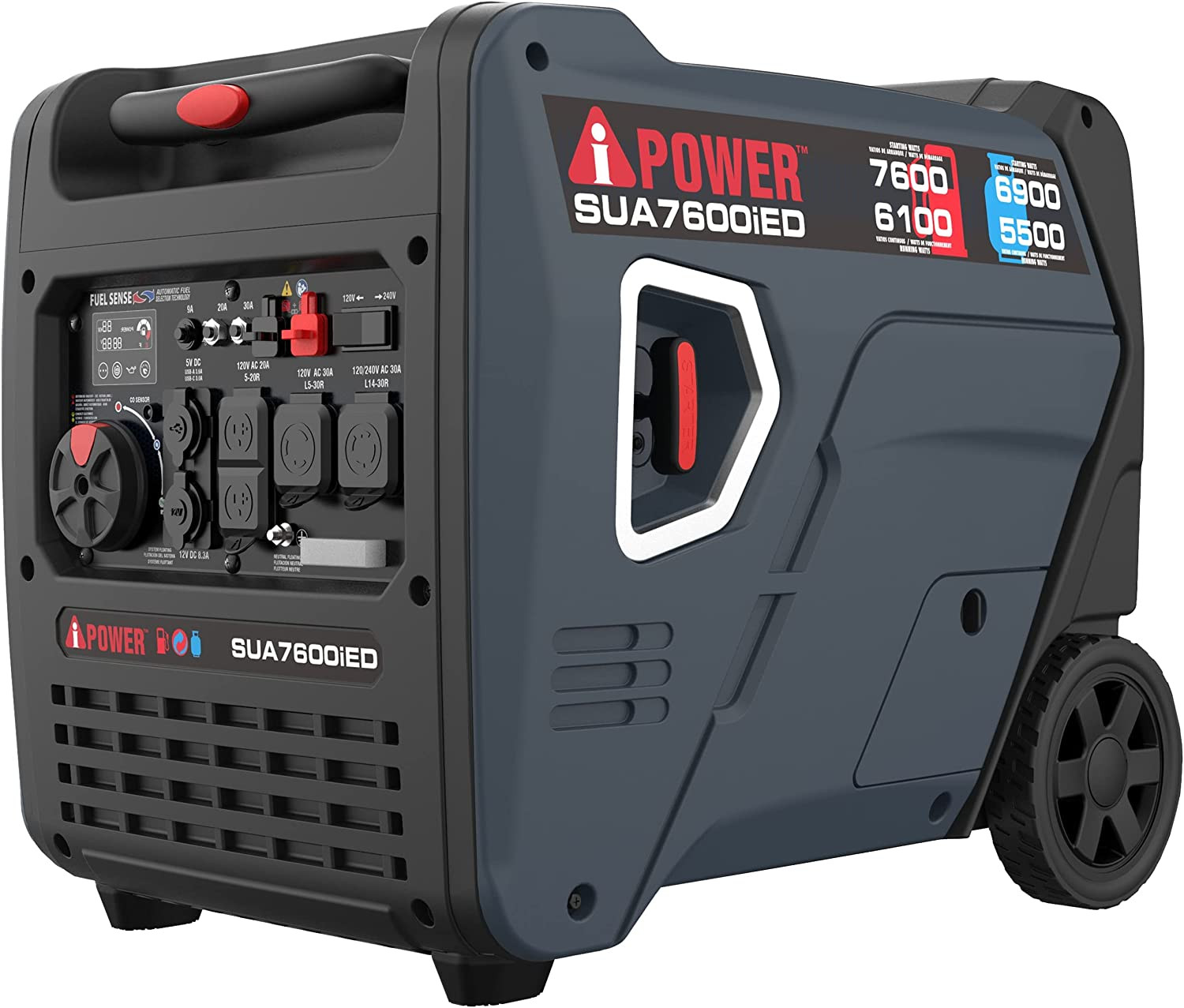 A-iPower 7,600W Portable Dual Fuel Inverter Generator, Electric Start, CO Sensor