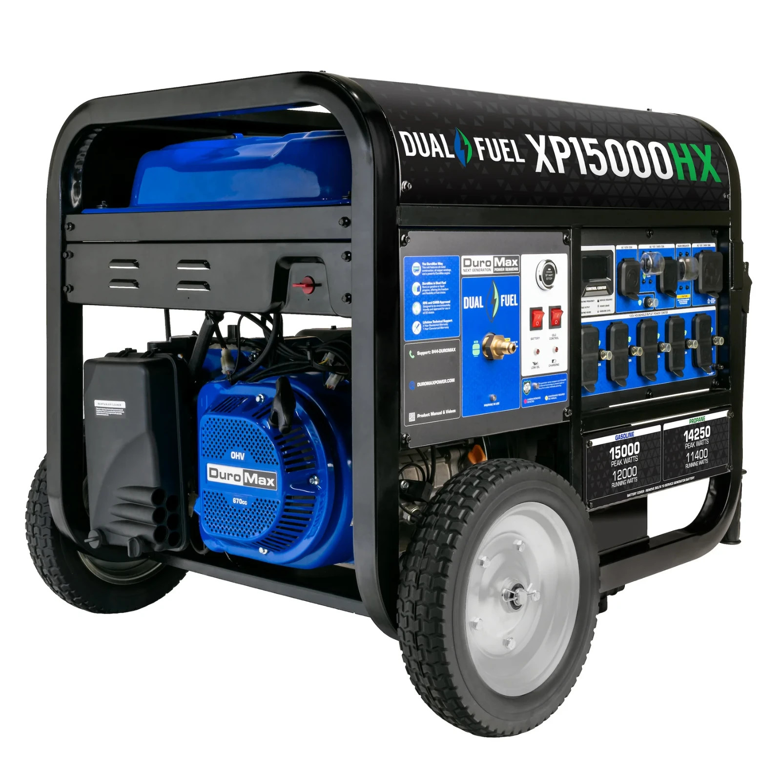 DuroMax XP15000HX 15,000 Watt Dual Fuel Portable Generator Gas Propane – Recon