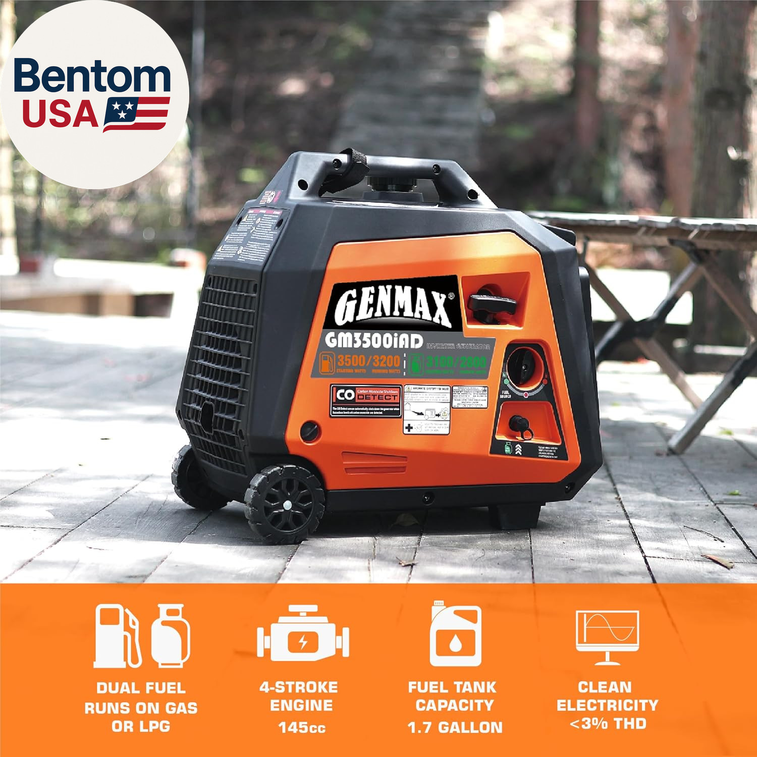 Portable Generator, 3500W Super Quiet Gas or Propane Powered Engine with Paralle