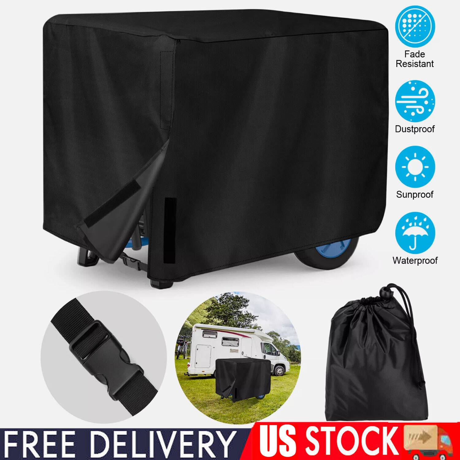 Heavy Duty Universal Generator Cover 210D Waterproof for 5000-10000wat