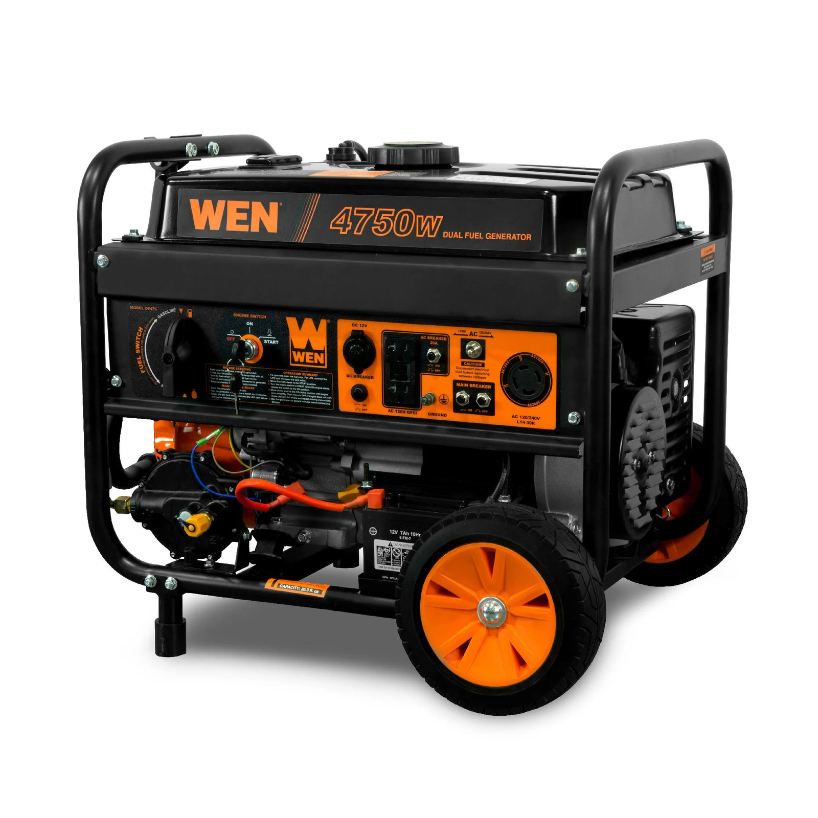 WEN DF475T 4,750-W Portable Dual Fuel Gas Powered Generator with Electric Start