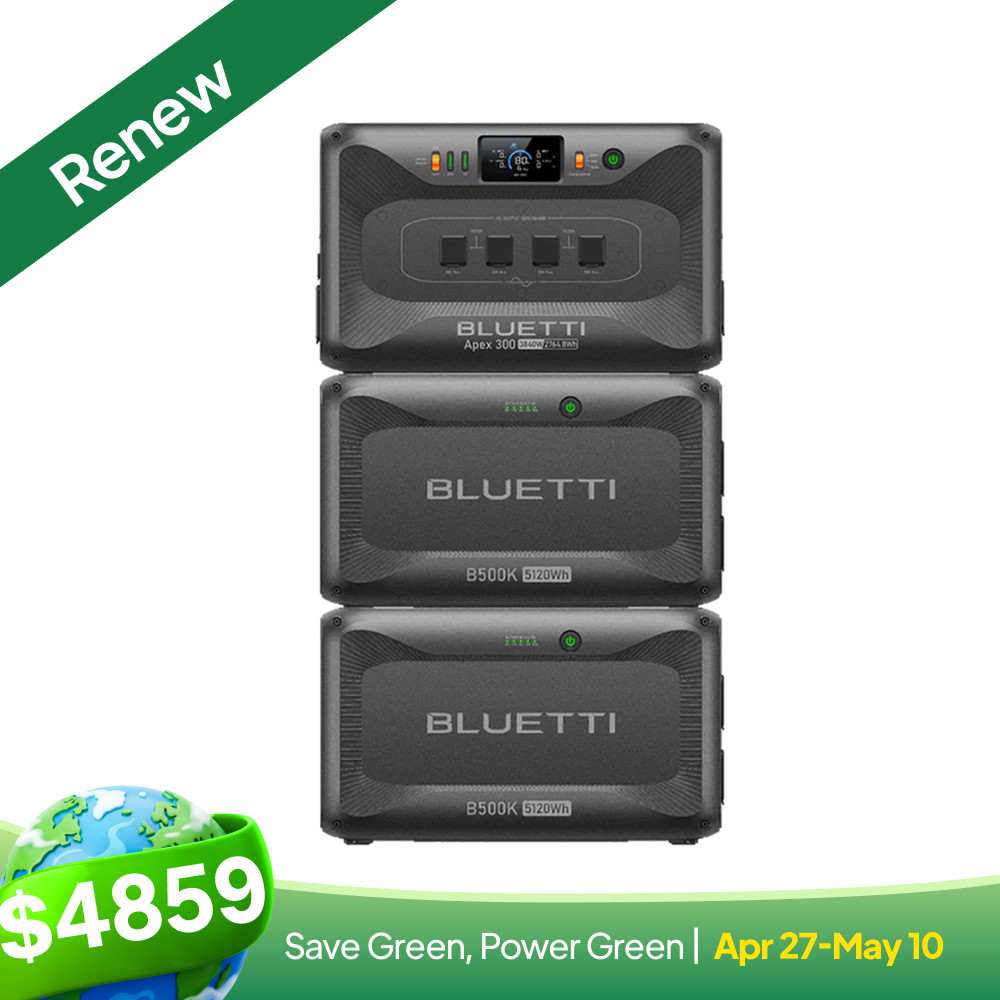 BLUETTI Apex 300+2B500K 13kWh Power Station LiFePo4 for Emergency Backup