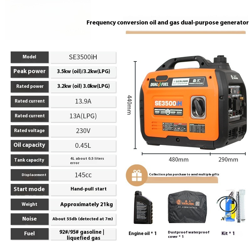 Silent Inverter Generator Set 220V Small Household Handheld Portable Outdoor