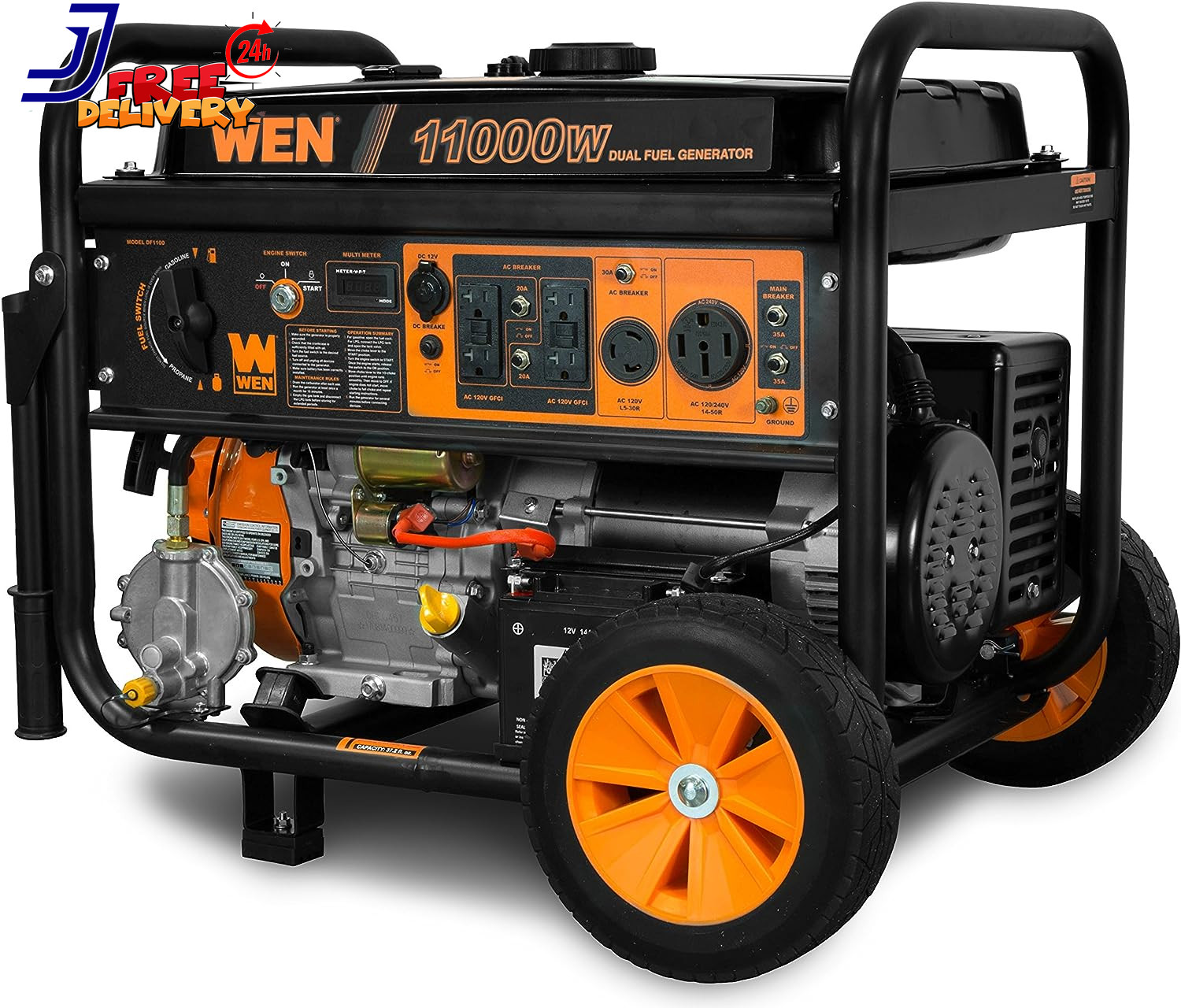 11,000-Watt 120V/240V Dual Fuel Portable Generator w/Wheel Kit and Electric Star