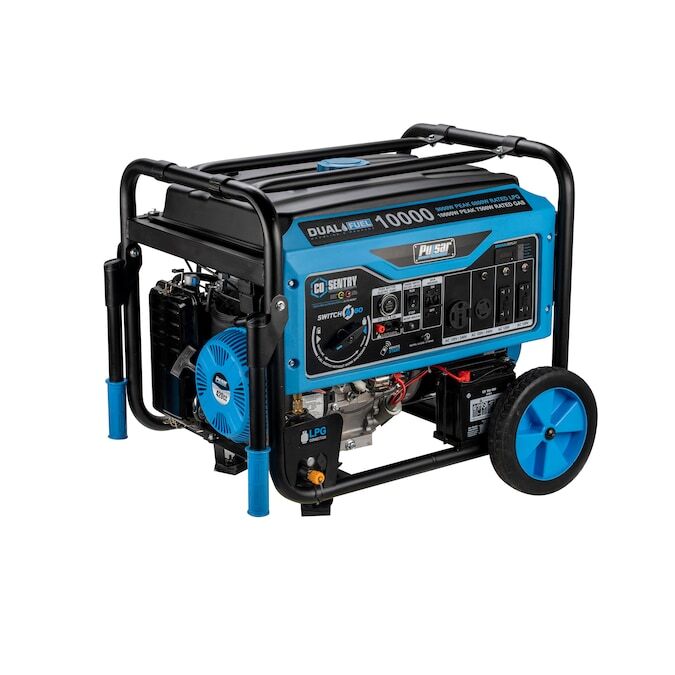 Pulsar 10,000-W Hybrid Portable Dual Fuel Gas Generator, Remote Start, CO Sensor