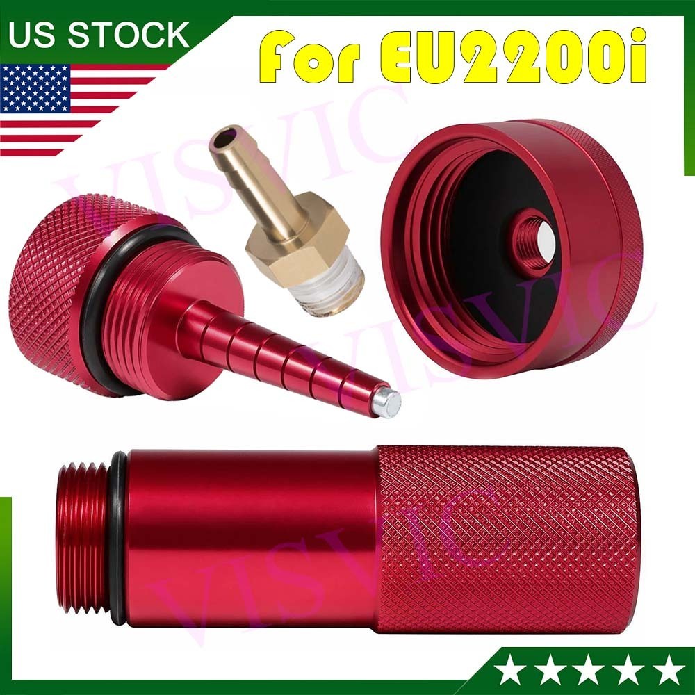 Red Generator Aluminum Extended Run Gas Cap w/ Brass Funnel For Honda EU2200i