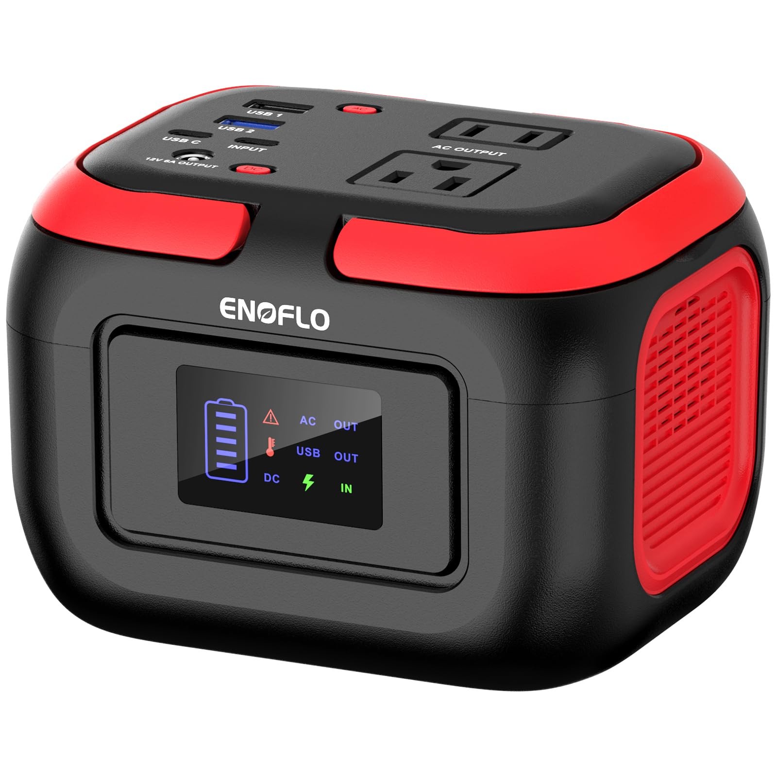 ENOFLO Portable Power Station, 97.68Wh Solar Generator, Lithium Red-Black